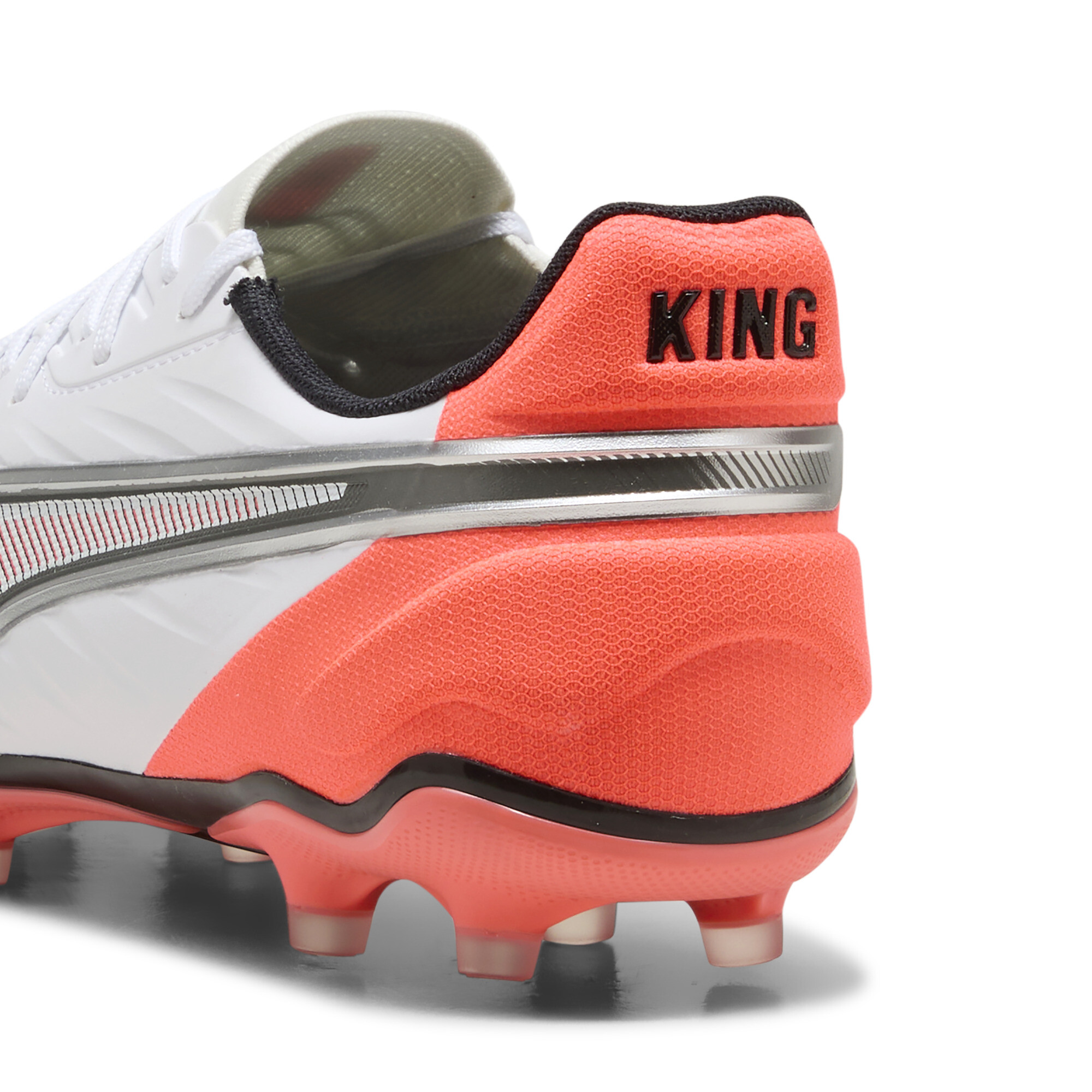 PUMA KING MATCH FG/AG uniseks voetbalschoenen, Rood/Wit/Zilver, Maat 43 thumbnail 5
