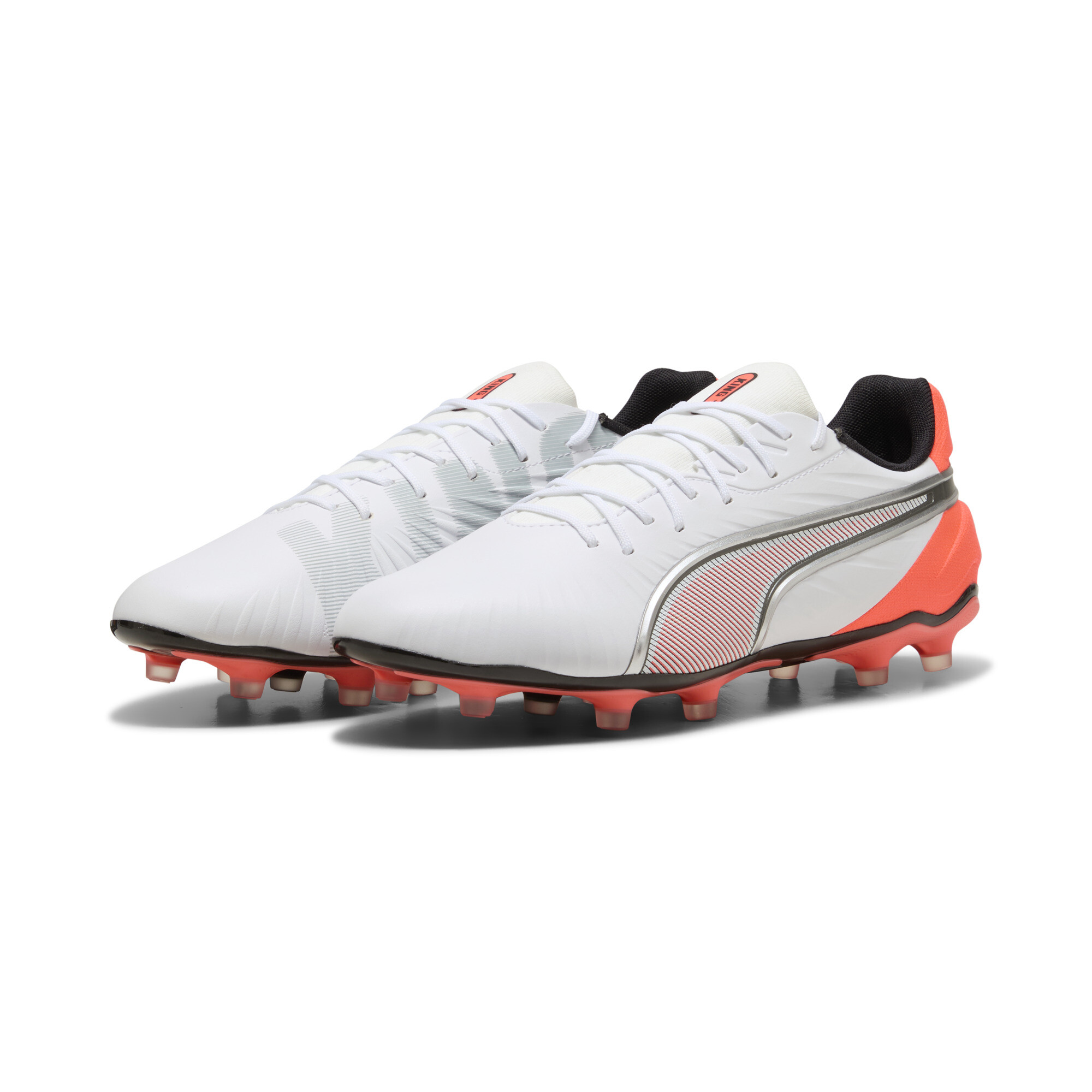 PUMA KING MATCH FG/AG uniseks voetbalschoenen, Rood/Wit/Zilver, Maat 43 thumbnail 6
