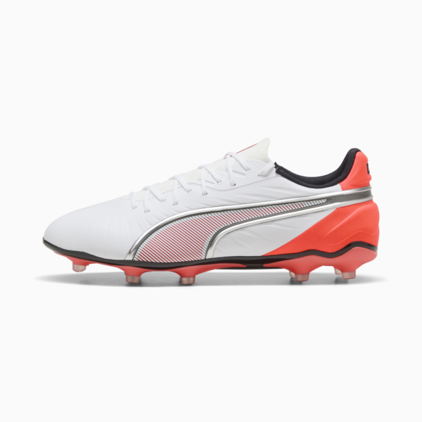 KING MATCH FG/AG Football Boots Unisex, PUMA White-PUMA Silver-Glowing Red, large-ZAF