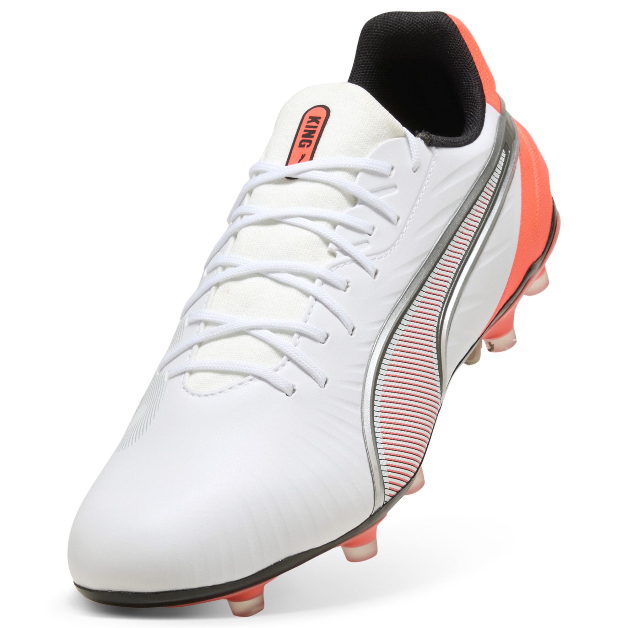 PUMA KING MATCH FG/AG uniseks voetbalschoenen, Rood/Wit/Zilver, Maat 43 thumbnail 2