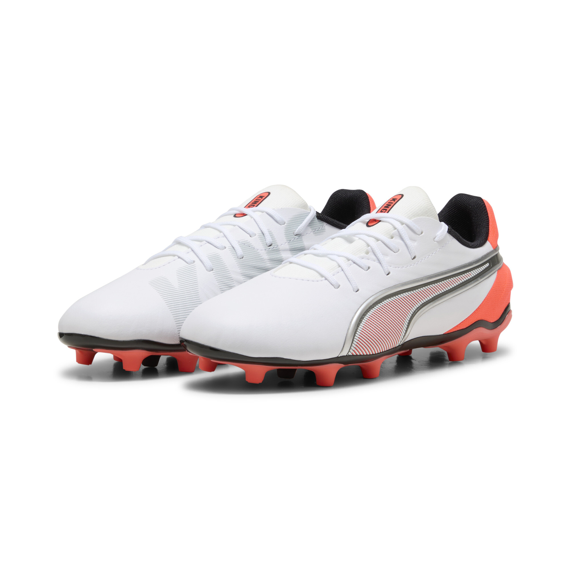 PUMA KING MATCH FG/AG voetbalschoenen, Zwart/Rood/Wit, Maat 33 thumbnail 6