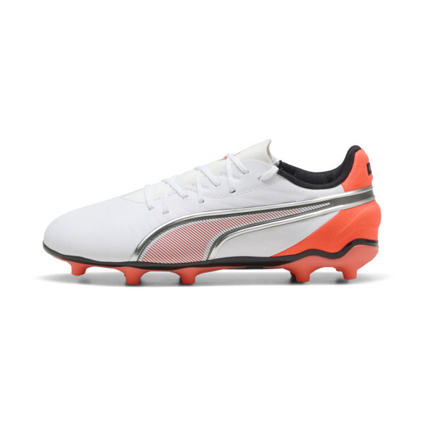 Botines de fútbol PUMA juveniles KING MATCH FG/AG En Blanco/Glowing Rojo/Negro