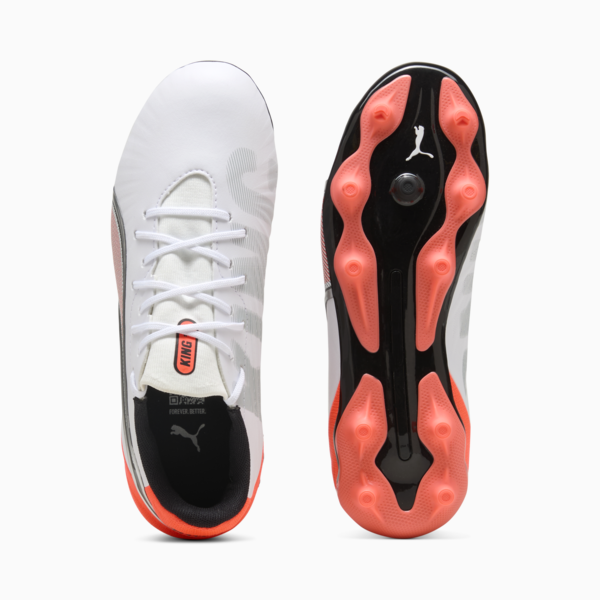 Botines de fútbol juveniles KING MATCH FG/AG, PUMA White-Glowing Red-PUMA Black-PUMA Silver, large-ARG