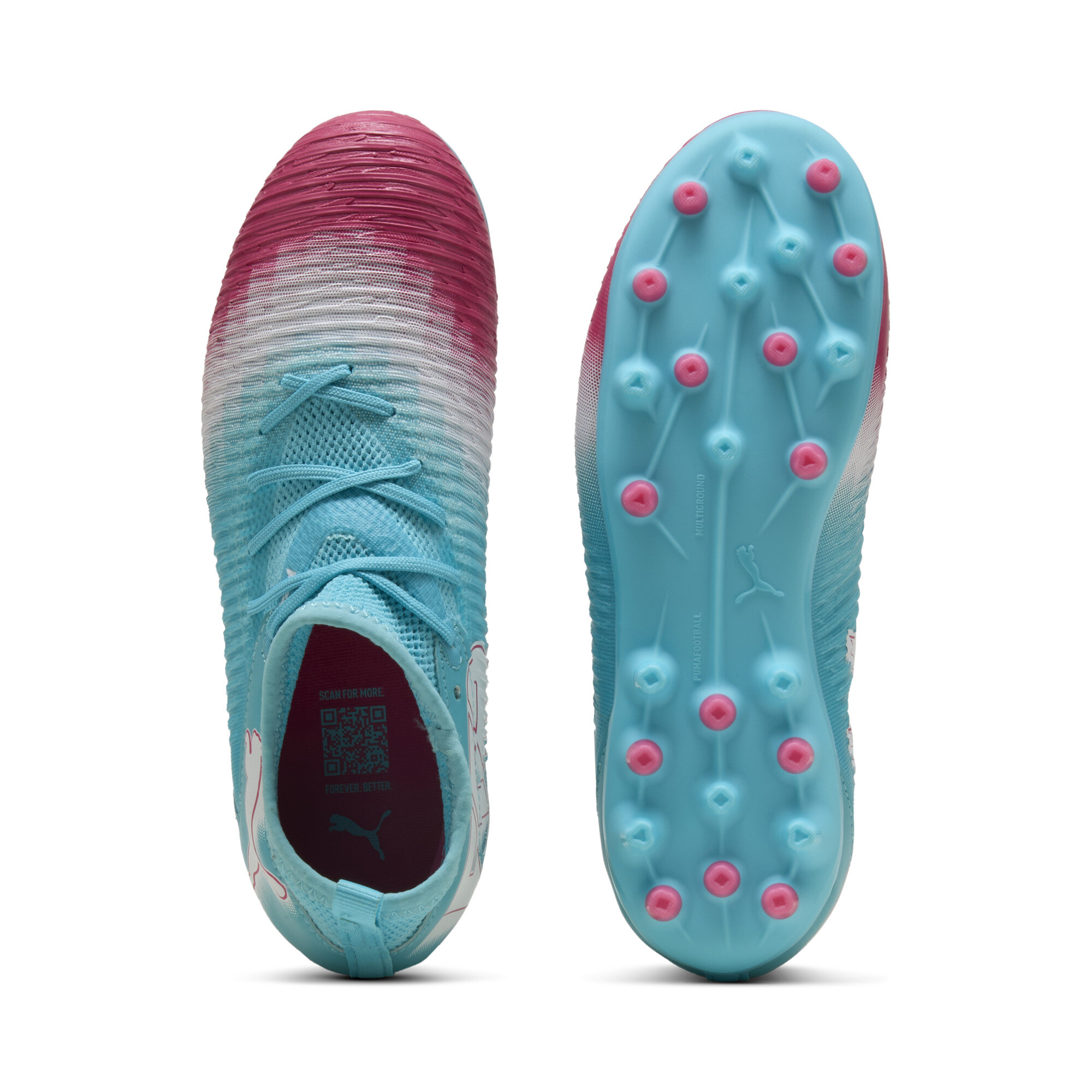 PUMA FUTURE 8 MATCH RE-CHARGE MG voetbalschoenen, Blauw/Roze/Wit, Maat 34,5 thumbnail 4