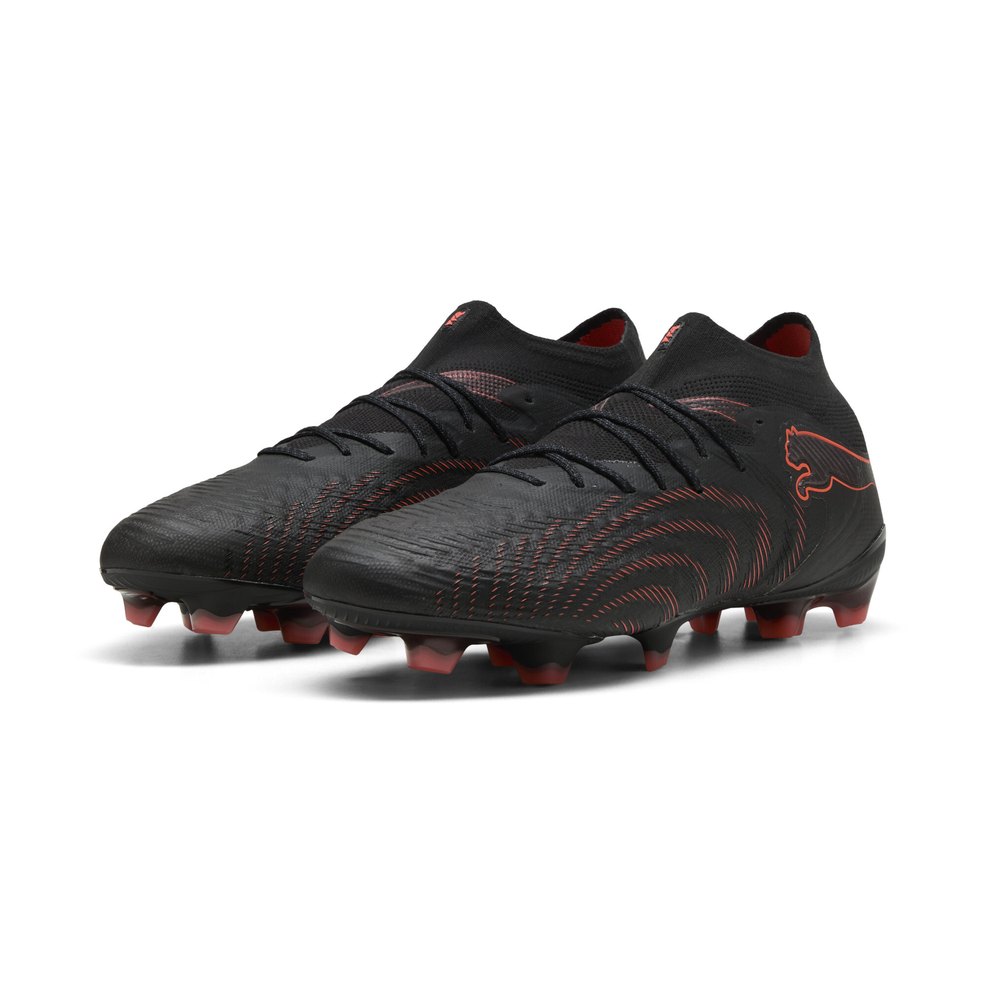 PUMA FUTURE 9 ULTIMATE FG uniseks voetbalschoenen, Zwart/Grijs/Rood, Maat 44 thumbnail 6
