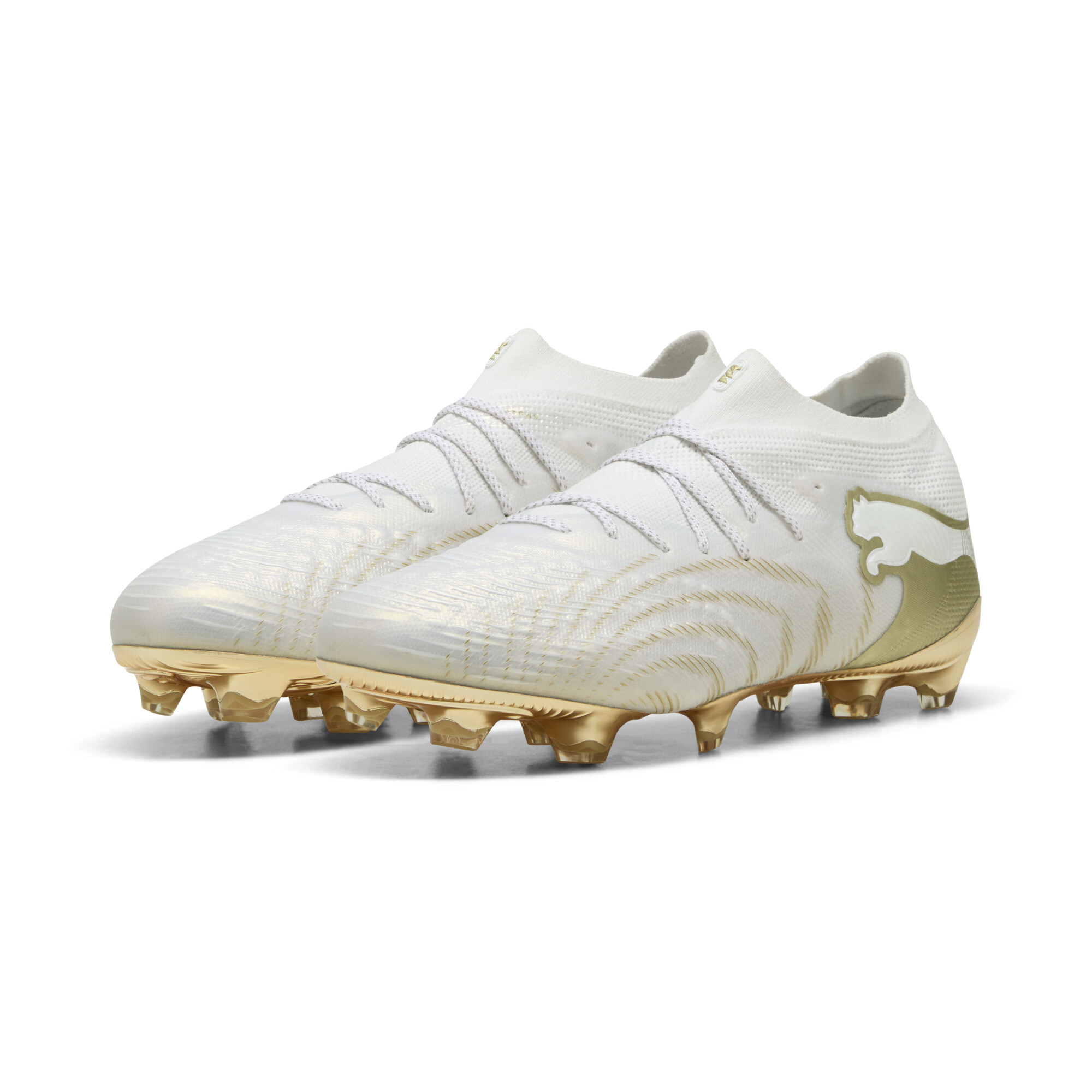 PUMA FUTURE 9 ULTIMATE FG uniseks voetbalschoenen, Zwart/Wit/Goud, Maat 42 thumbnail 6
