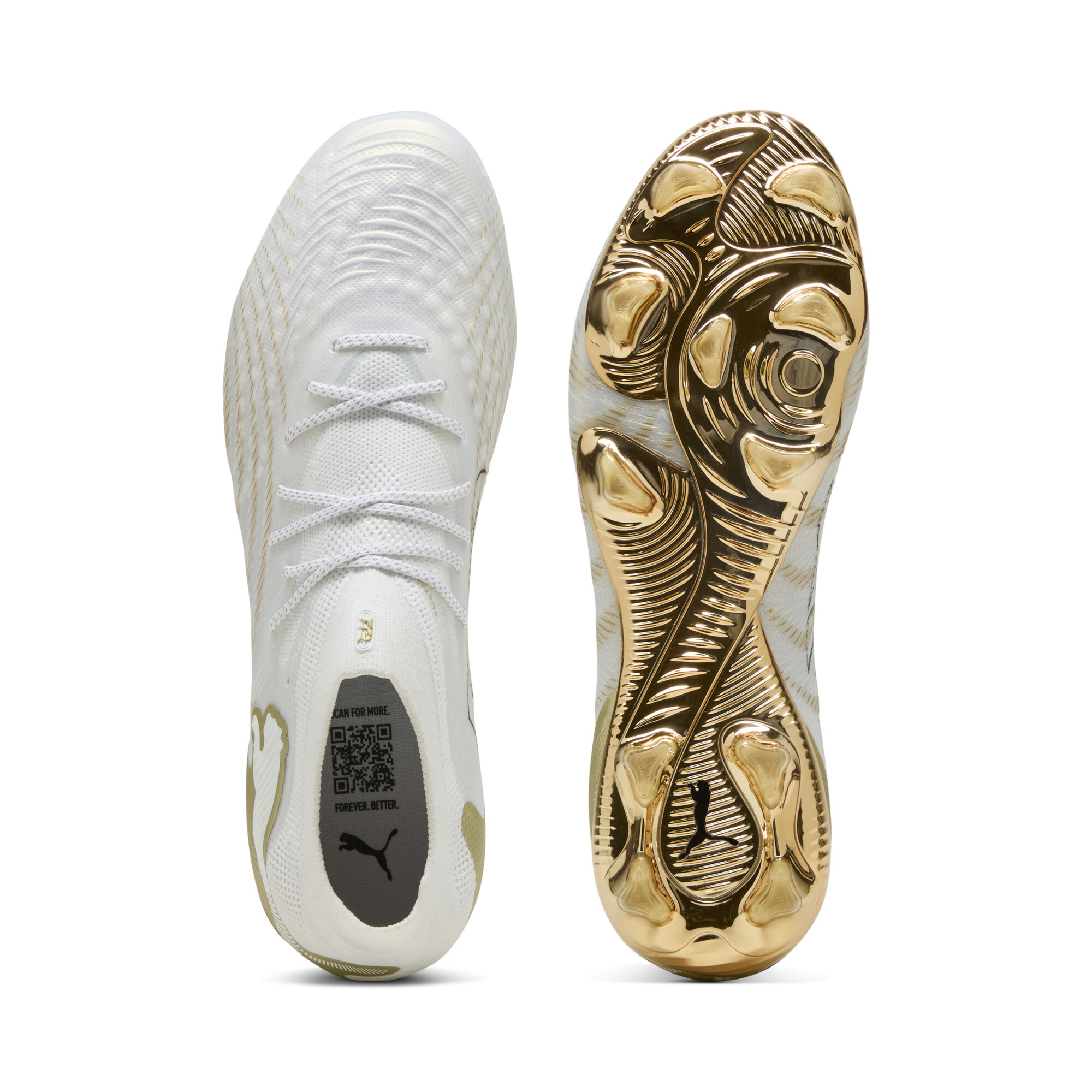 PUMA FUTURE 9 ULTIMATE FG uniseks voetbalschoenen, Zwart/Wit/Goud, Maat 42 thumbnail 4