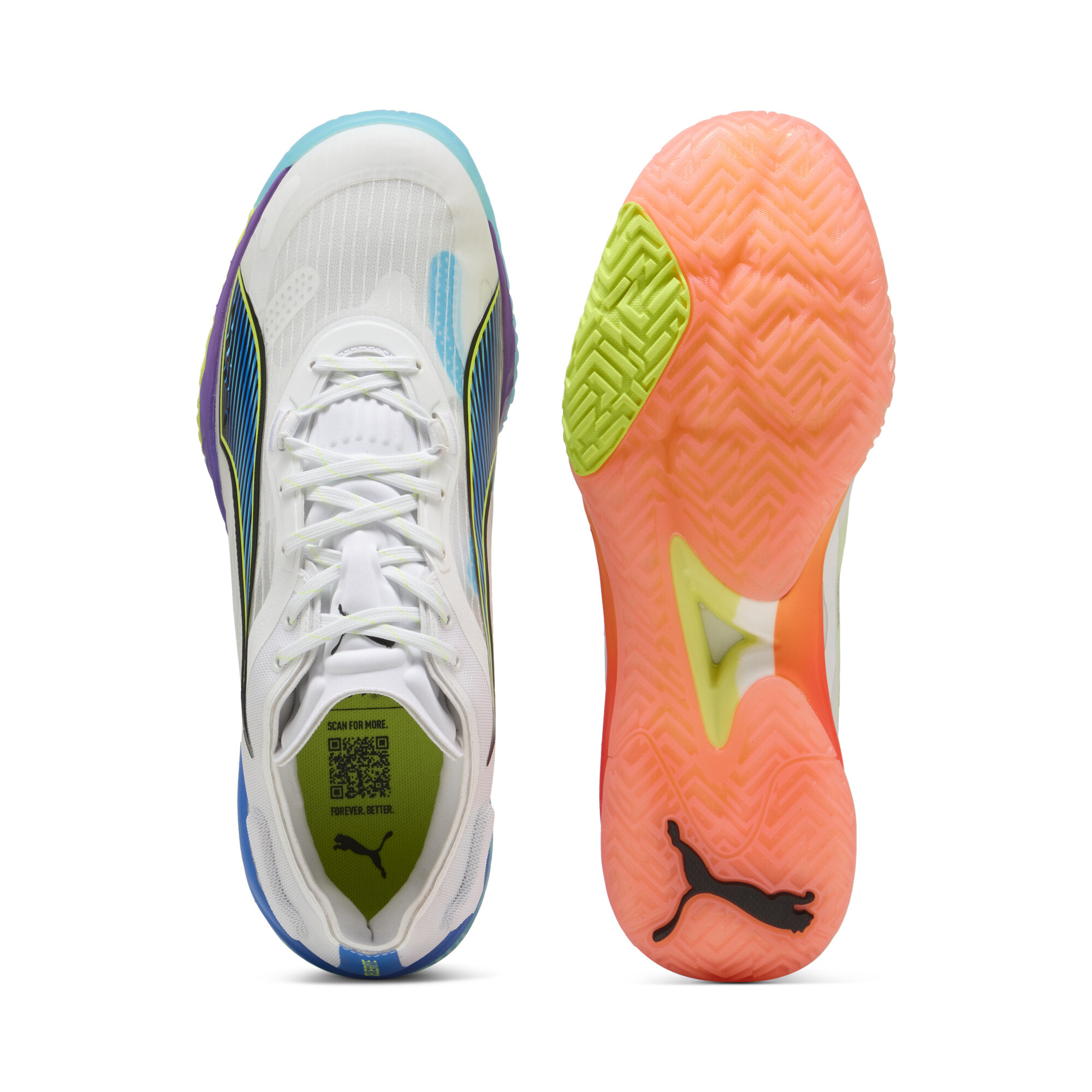 PUMA Accelerate NITROâ¢ SQD 4 Game On handbalschoenen uniseks, Blauw/Rood/Wit, Maat 45 thumbnail 4