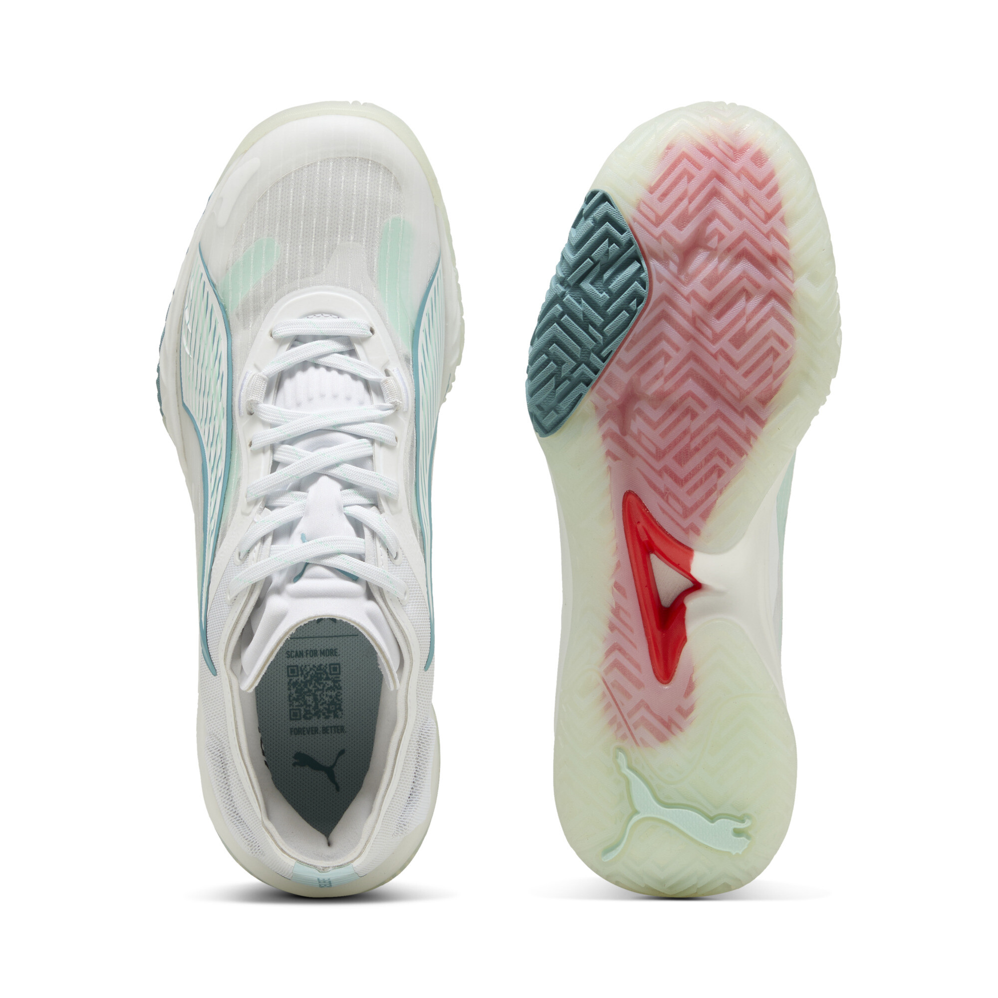 PUMA Accelerate NITROâ¢ SQD 4 handbalschoenen voor Dames, Blauw/Wit, Maat 40,5 thumbnail 4