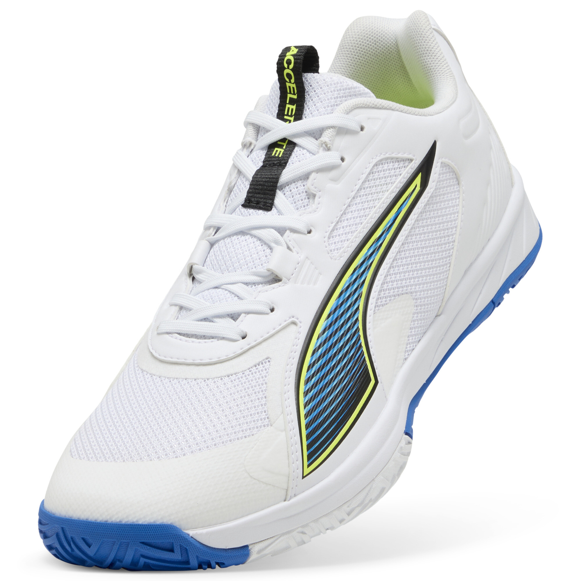 PUMA Accelerate Pro 4 Game On handbalschoenen uniseks, Blauw/Rood/Wit, Maat 47,5 thumbnail 2