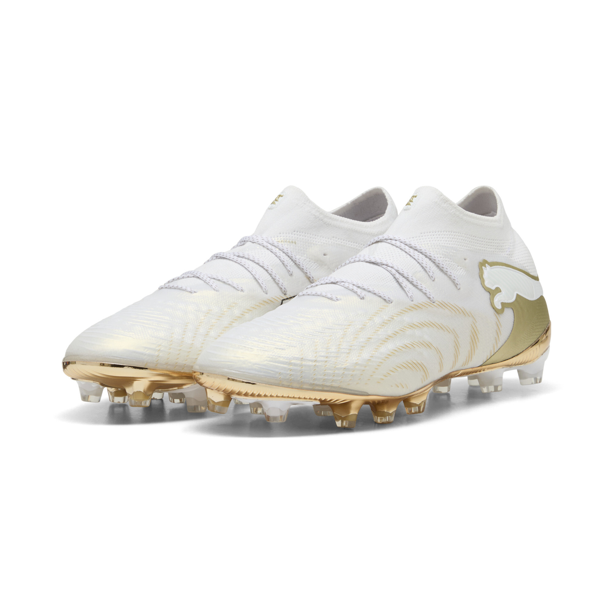 PUMA FUTURE 9 ULTIMATE AG uniseks voetbalschoenen, Zwart/Wit/Goud, Maat 41 thumbnail 6