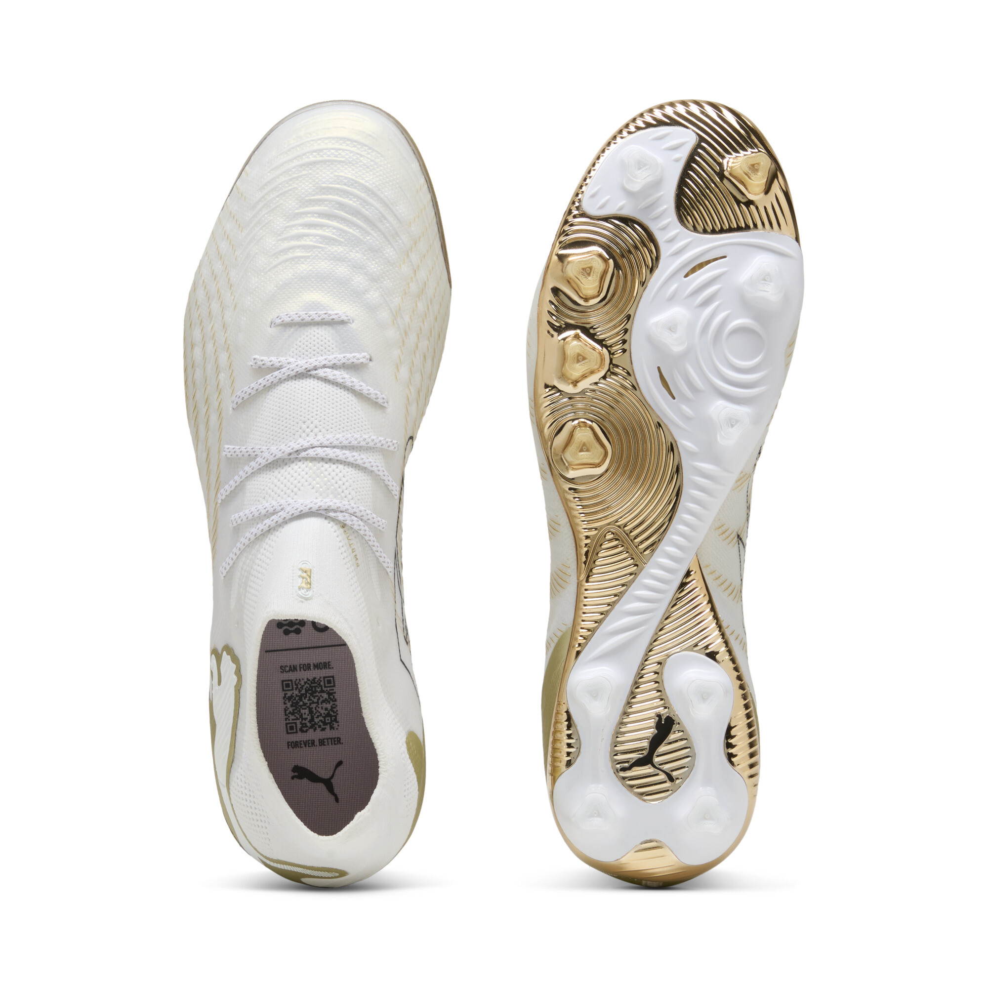 PUMA FUTURE 9 ULTIMATE AG uniseks voetbalschoenen, Zwart/Wit/Goud, Maat 41 thumbnail 4