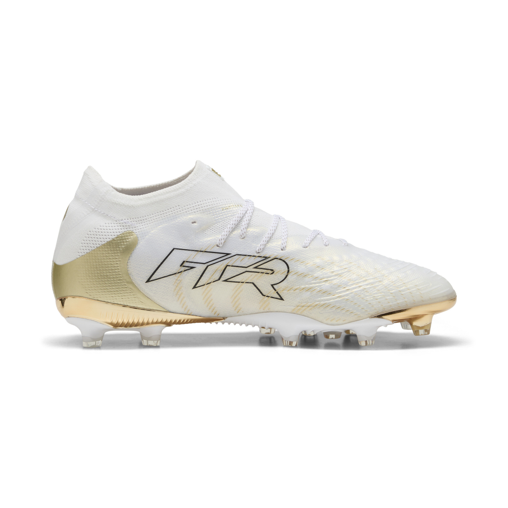 PUMA FUTURE 9 ULTIMATE AG uniseks voetbalschoenen, Zwart/Wit/Goud, Maat 41 thumbnail 3
