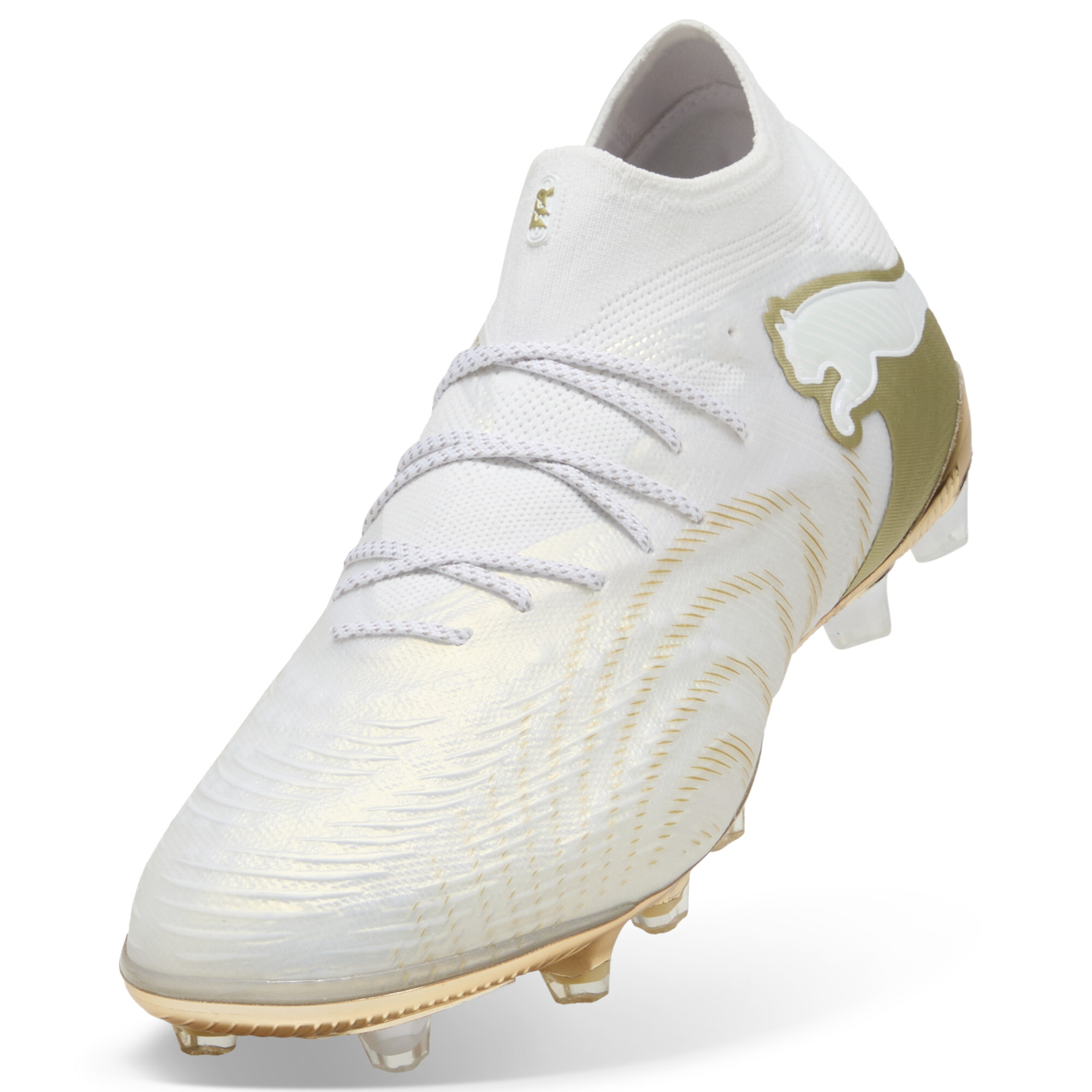 PUMA FUTURE 9 ULTIMATE AG uniseks voetbalschoenen, Zwart/Wit/Goud, Maat 41 thumbnail 2