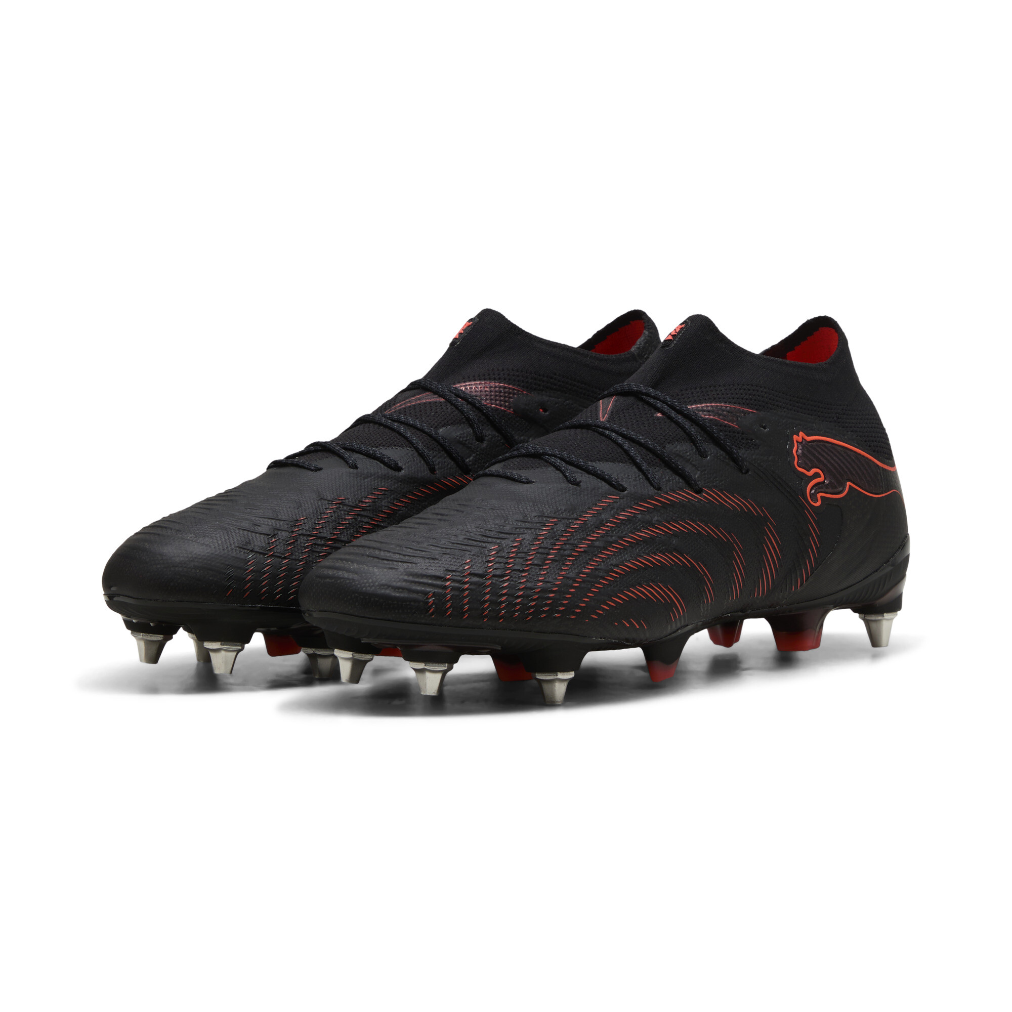 PUMA FUTURE 9 ULTIMATE MxSG uniseks voetbalschoenen, Zwart/Grijs/Rood, Maat 48 thumbnail 6