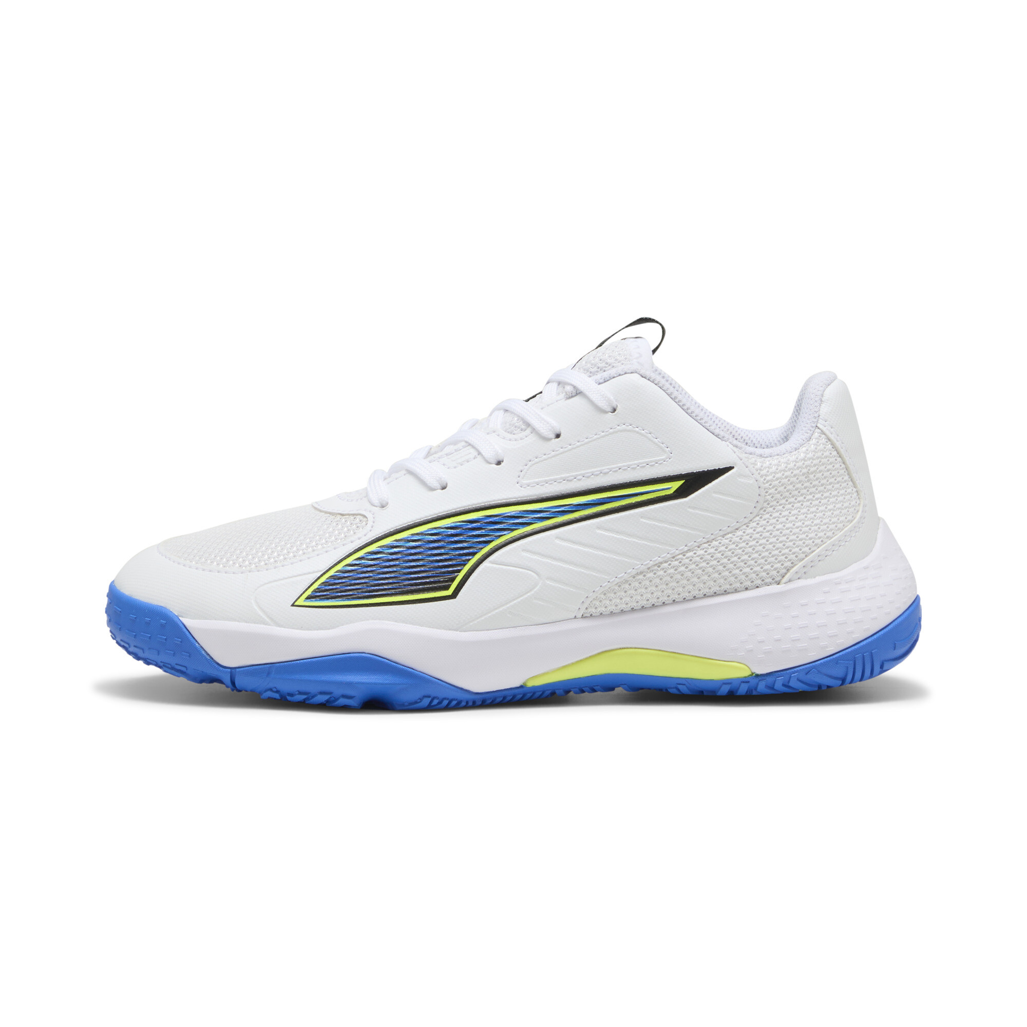 PUMA Accelerate 4 Game On handbalschoenen, Blauw/Rood/Wit, Maat 38,5