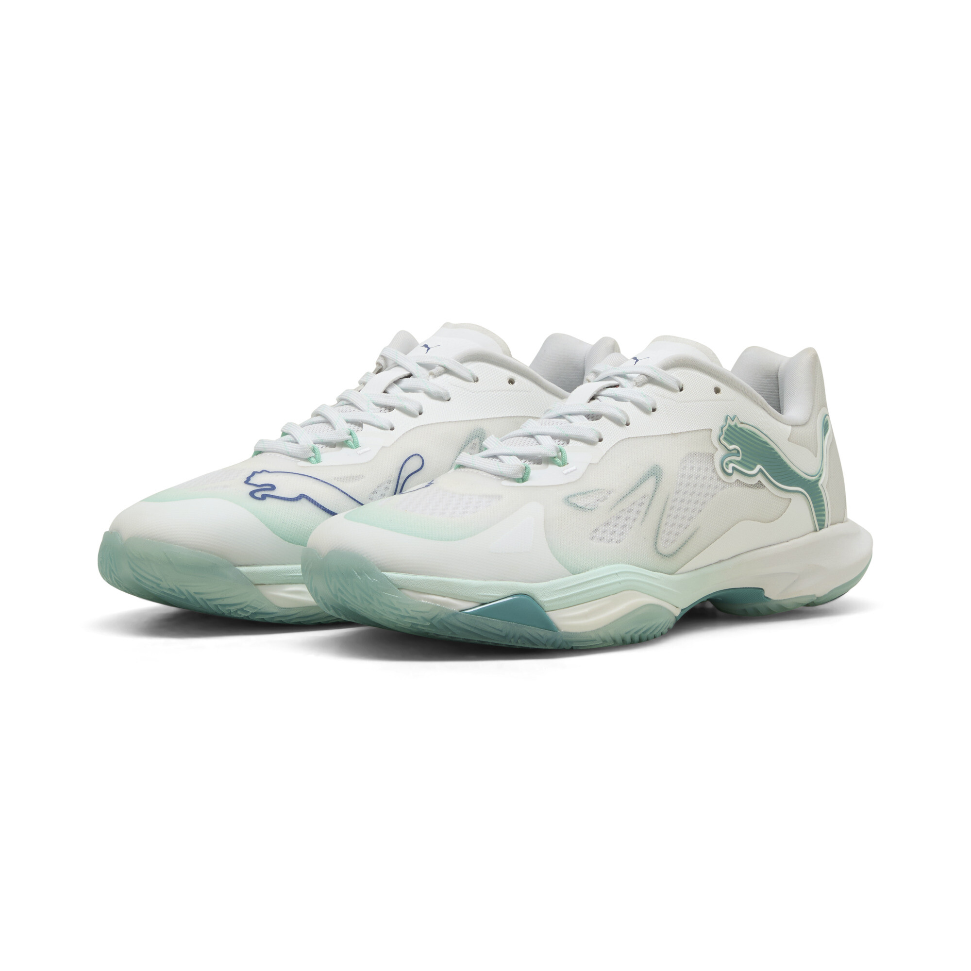 PUMA Vantage NITROâ¢ Game On handbalschoenen voor Dames, Blauw/Wit, Maat 44,5 thumbnail 6