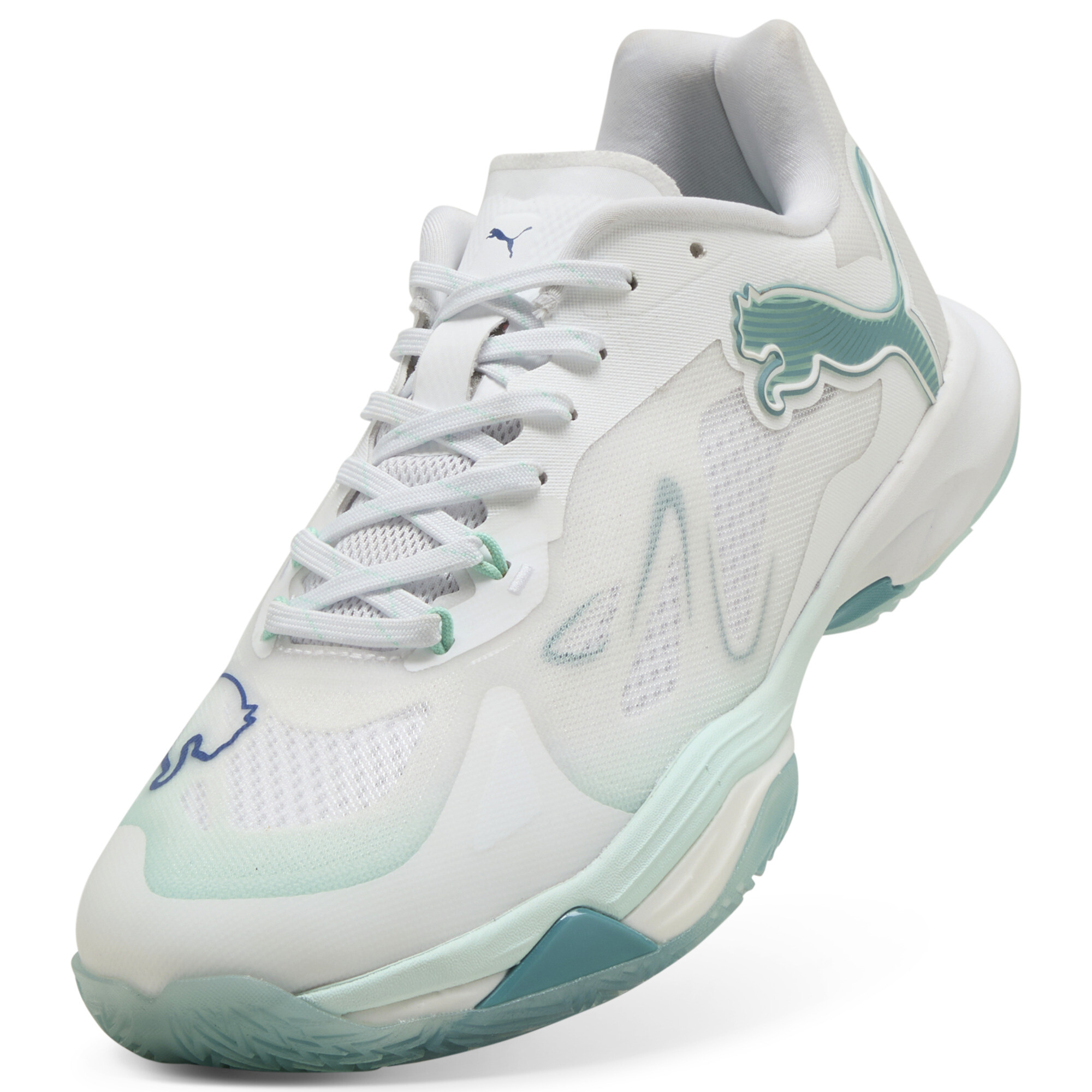 PUMA Vantage NITROâ¢ Game On handbalschoenen voor Dames, Blauw/Wit, Maat 44,5 thumbnail 2
