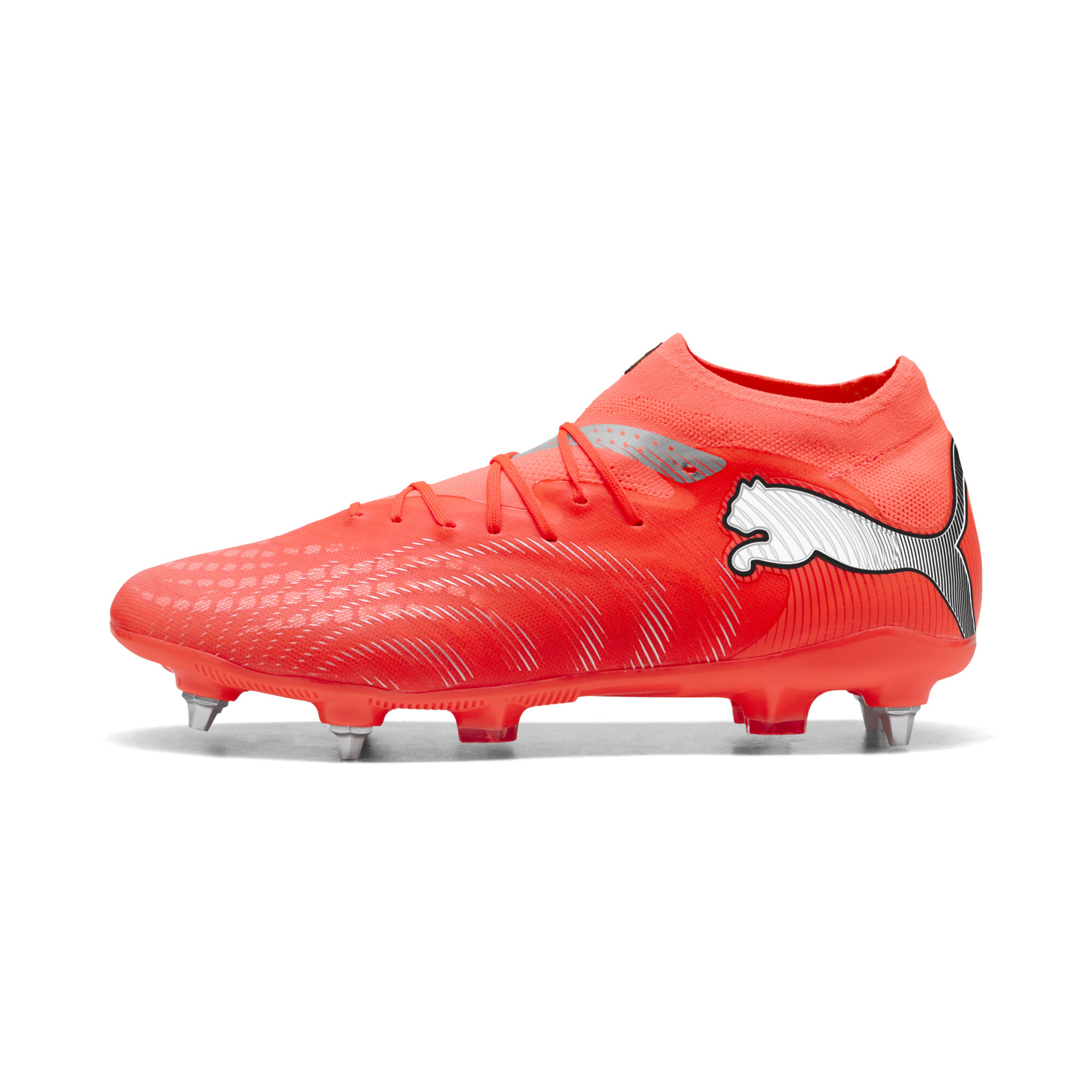 PUMA FUTURE 9 PRO MxSG uniseks voetbalschoenen, Zwart/Rood/Wit, Maat 46,5