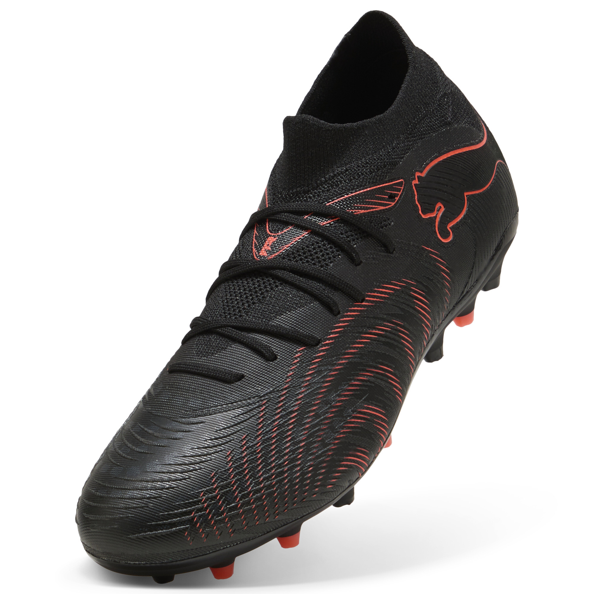PUMA FUTURE 9 MATCH MG uniseks voetbalschoenen, Zwart/Grijs/Rood, Maat 43 thumbnail 2