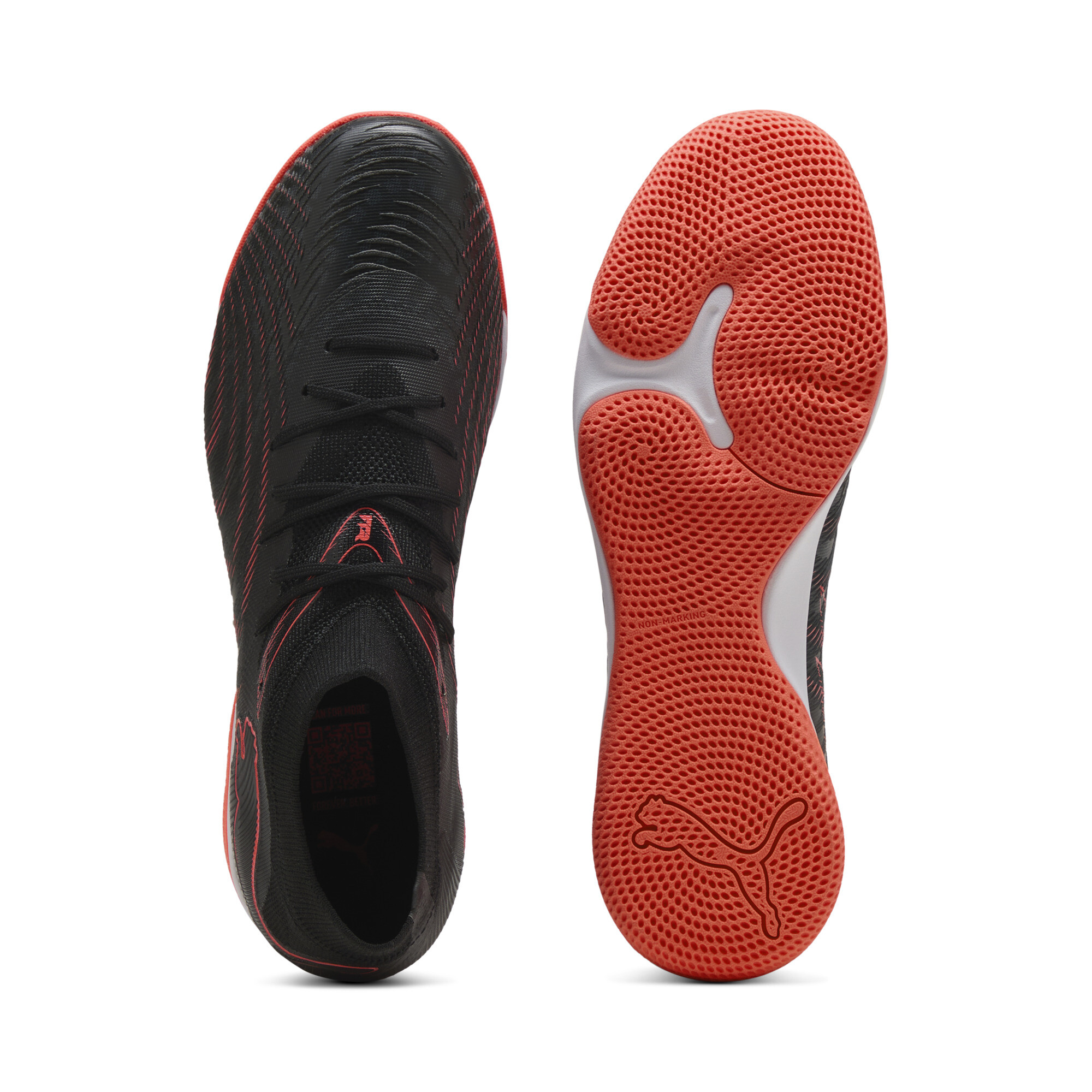 PUMA FUTURE 9 MATCH IT uniseks voetbalschoenen, Zwart/Grijs/Rood, Maat 42 thumbnail 4