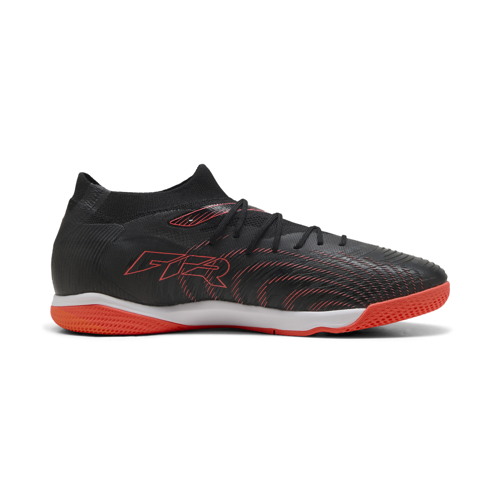 PUMA FUTURE 9 MATCH IT uniseks voetbalschoenen, Zwart/Grijs/Rood, Maat 42 thumbnail 3