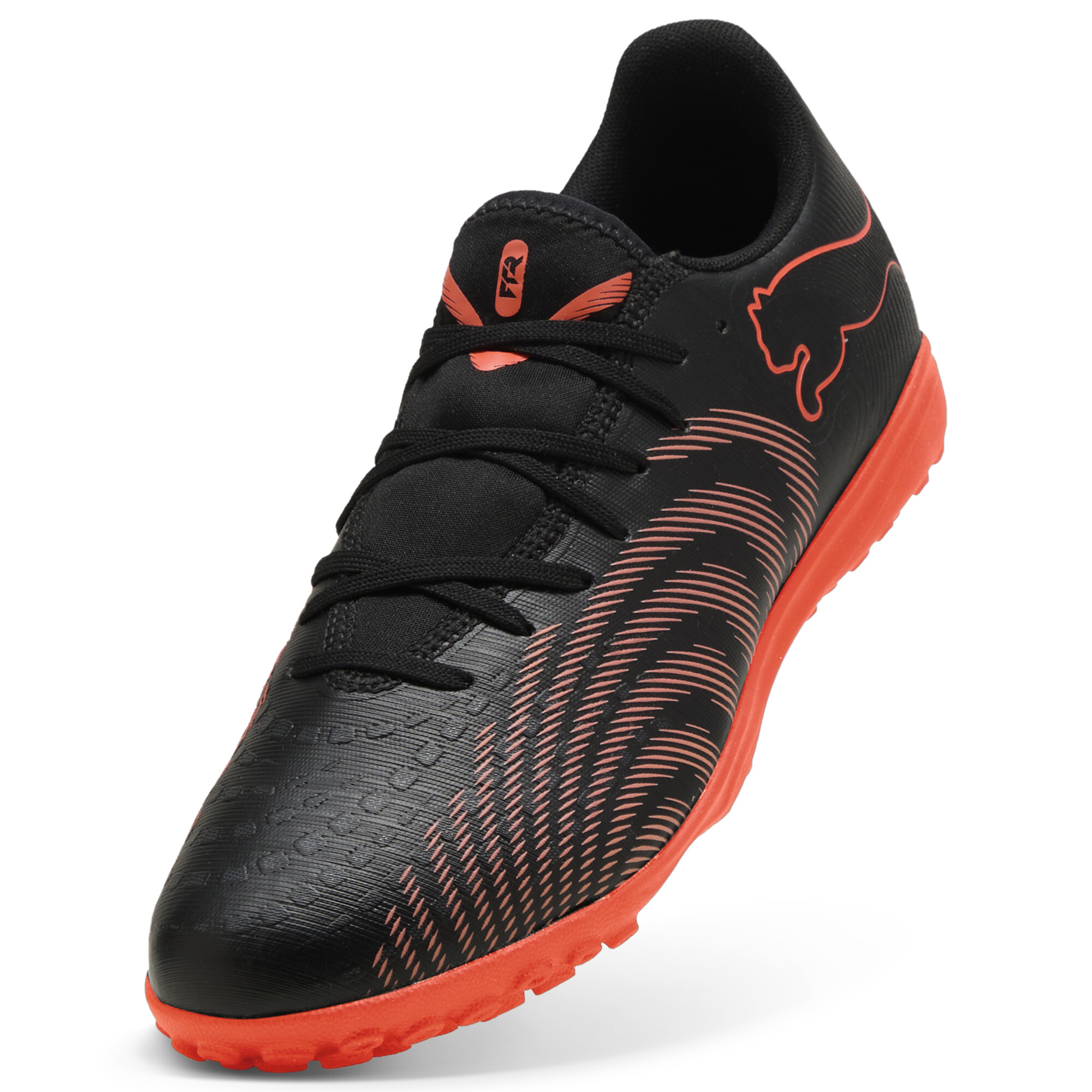PUMA FUTURE 9 PLAY TT uniseks voetbalschoenen, Zwart/Grijs/Rood, Maat 40 thumbnail 2