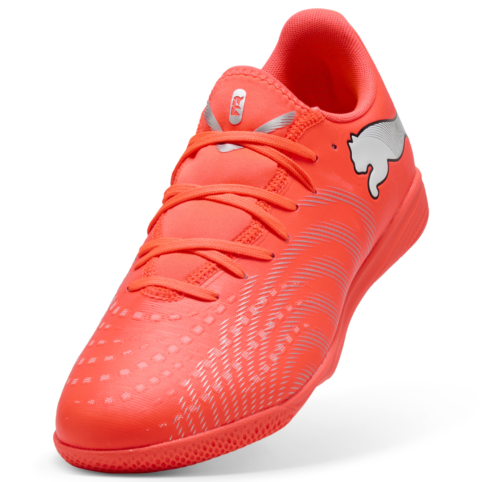 PUMA FUTURE 9 PLAY Indoor uniseks voetbalschoenen, Zwart/Rood/Wit, Maat 38 thumbnail 2