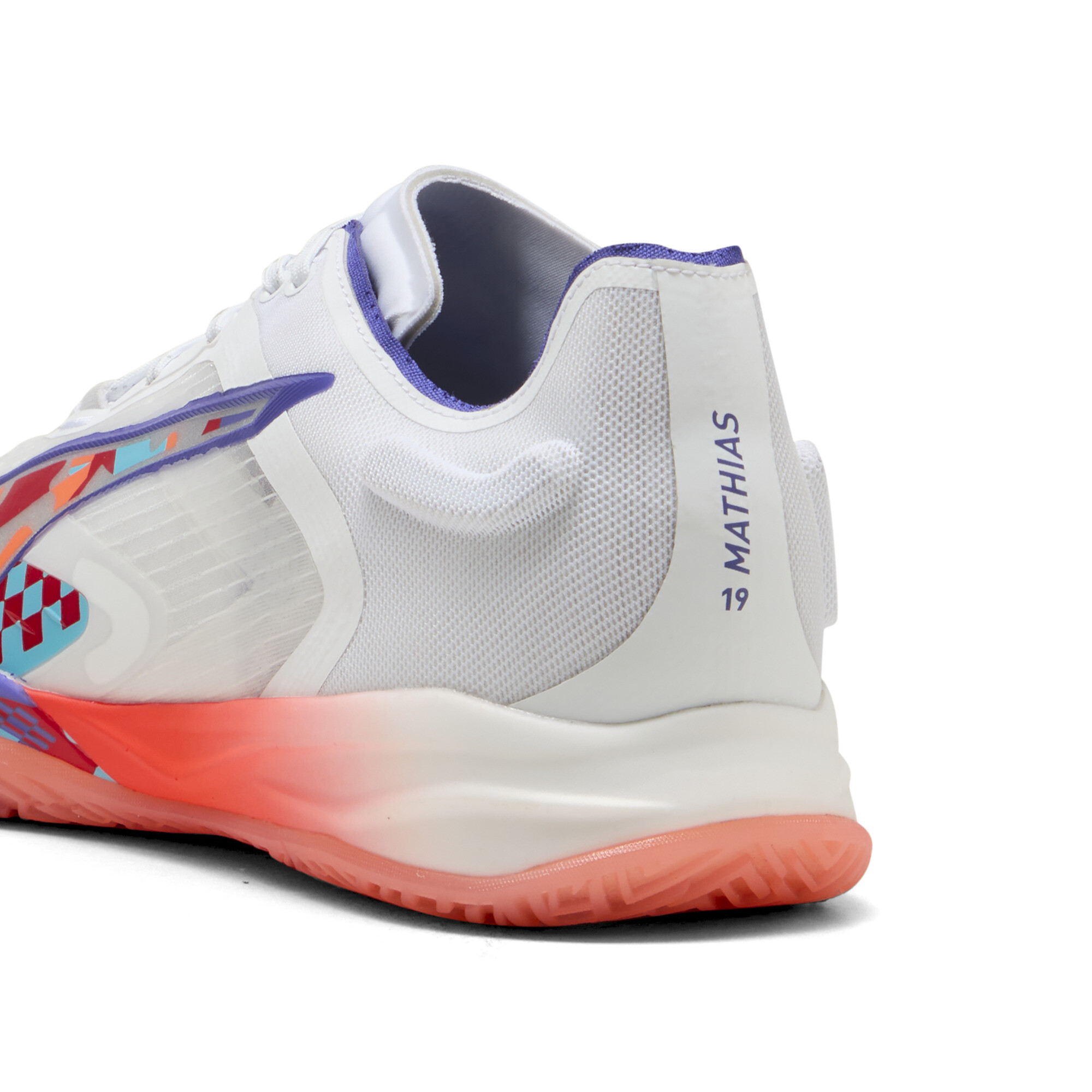 PUMA Accelerate NITRO™ SQD 4 Mathias Gidsel uniseks handbalschoenen, Rood/Wit, Maat 39 thumbnail 7