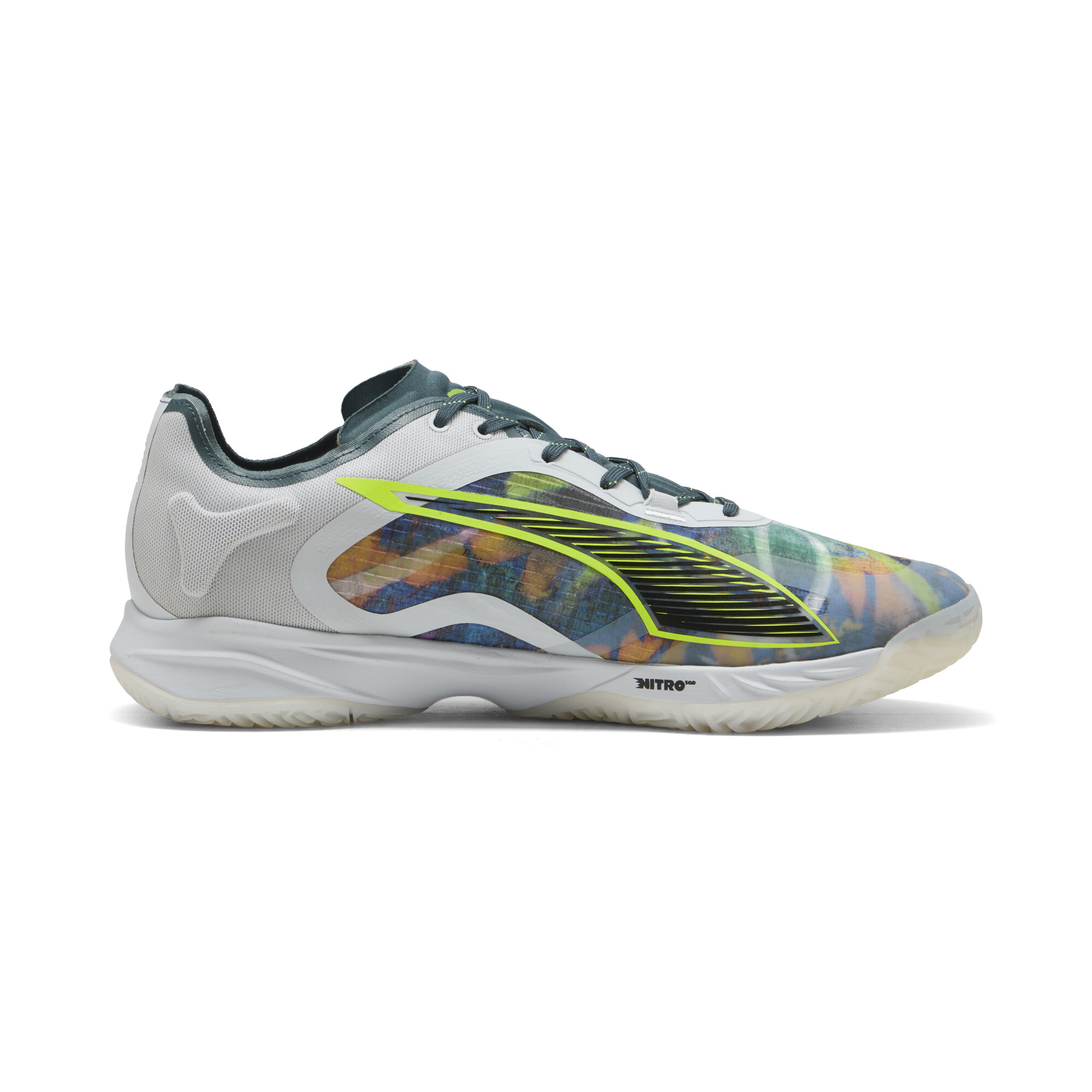 PUMA Accelerate NITRO™ SQD 4 Berlin handbalschoenen uniseks, Grijs/Geel/Zilver, Maat 36 thumbnail 3