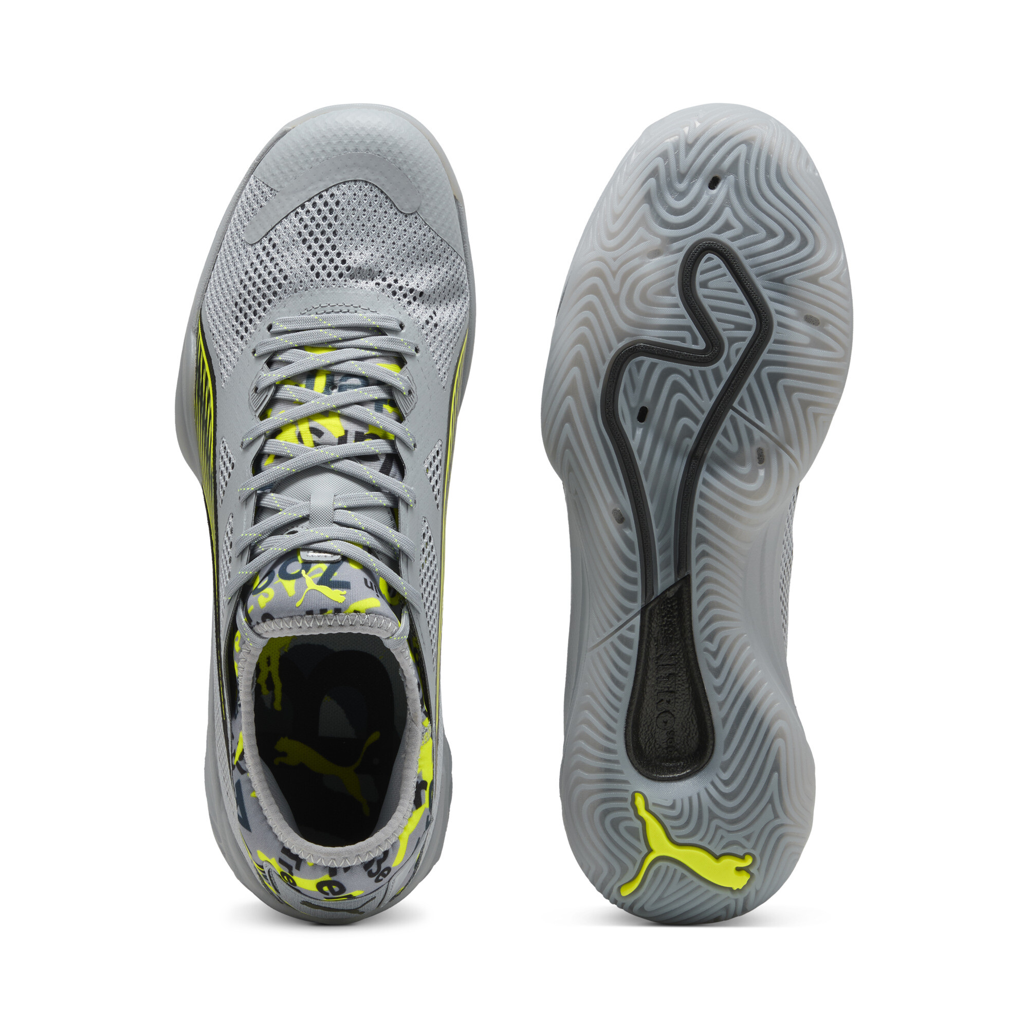 PUMA Eliminate NITRO™ SQD 4 Berlin handbalschoenen uniseks, Zwart/Grijs/Geel, Maat 39 thumbnail 4