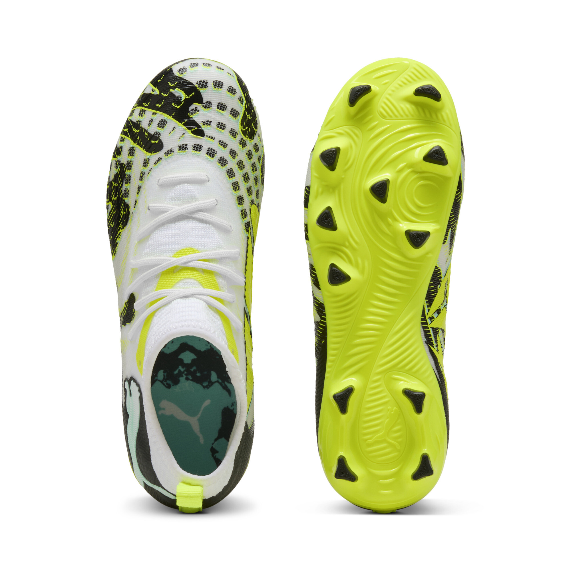 PUMA FUTURE 9 MATCH CREATIVITY FG/AG voetbalschoenen, Geel/Wit, Maat 35 thumbnail 4