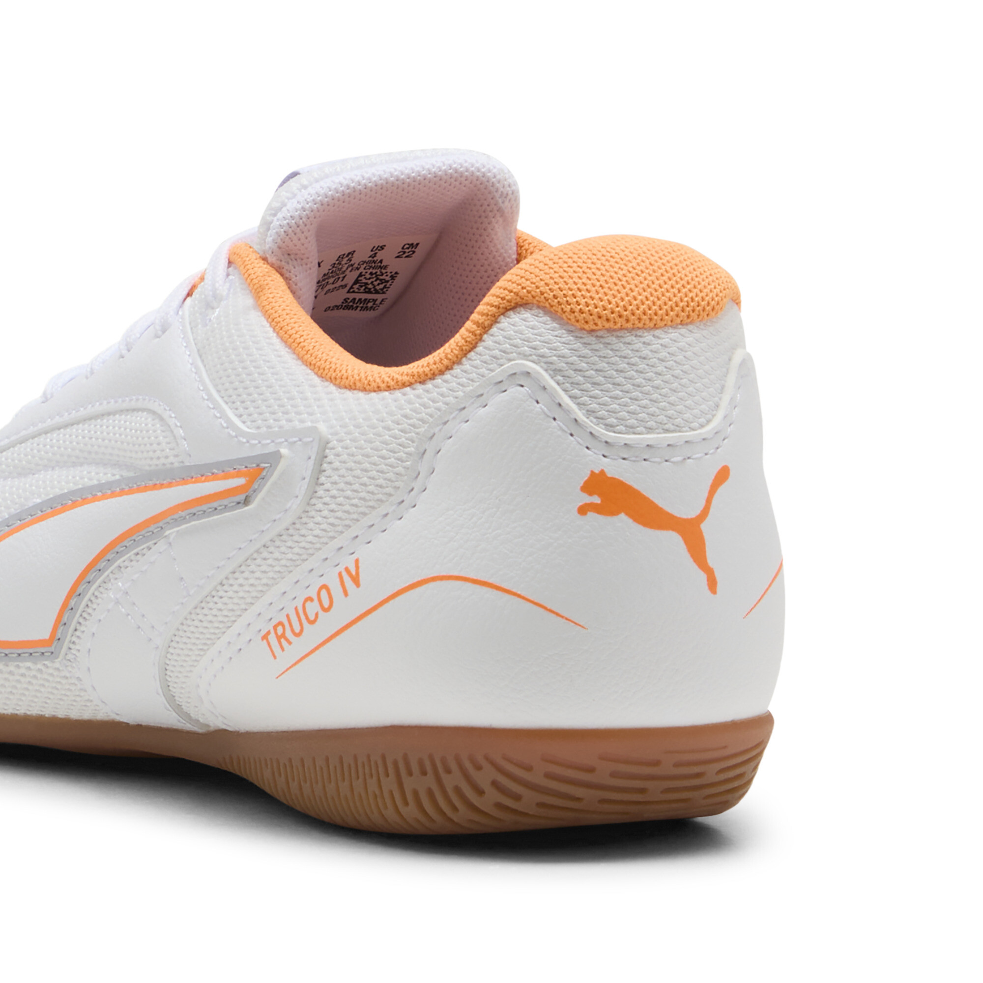 PUMA TRUCO IV zaalvoetbalschoenen, Wit/Oranje/Zilver, Maat 37,5 thumbnail 5