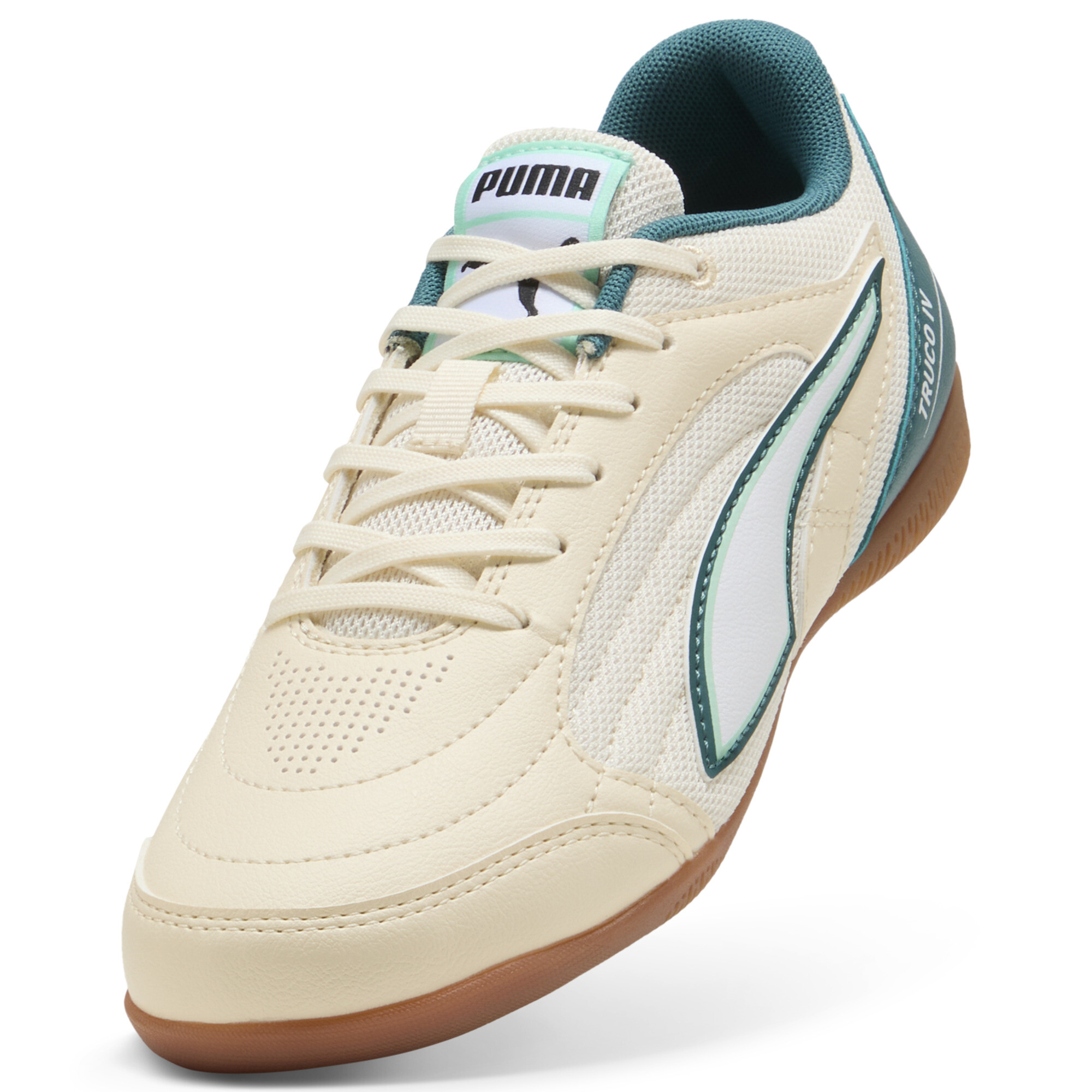 PUMA TRUCO IV zaalvoetbalschoenen, Rood/Wit/Bruin, Maat 38,5 thumbnail 2