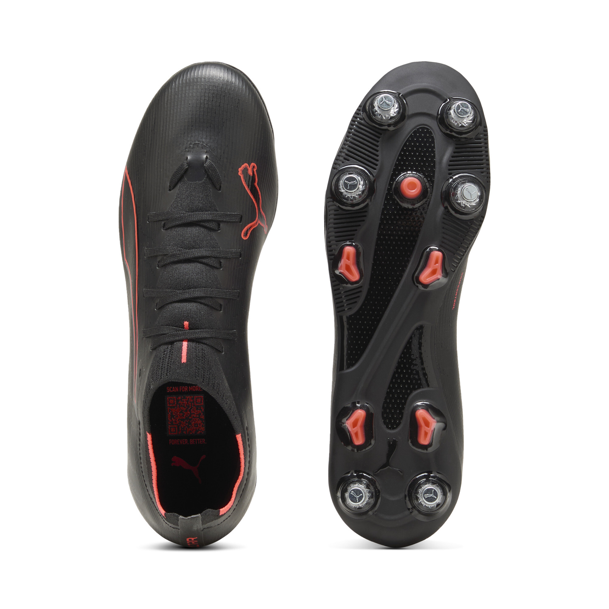 PUMA ULTRA 6 MATCH MxSG uniseks voetbalschoenen, Zwart/Rood, Maat 47 thumbnail 4
