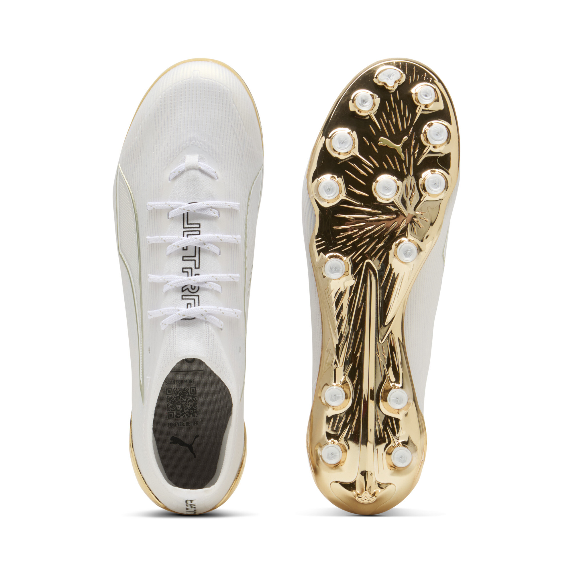PUMA ULTRA 6 ULTIMATE AG uniseks voetbalschoenen, Zwart/Wit/Goud, Maat 42 thumbnail 4