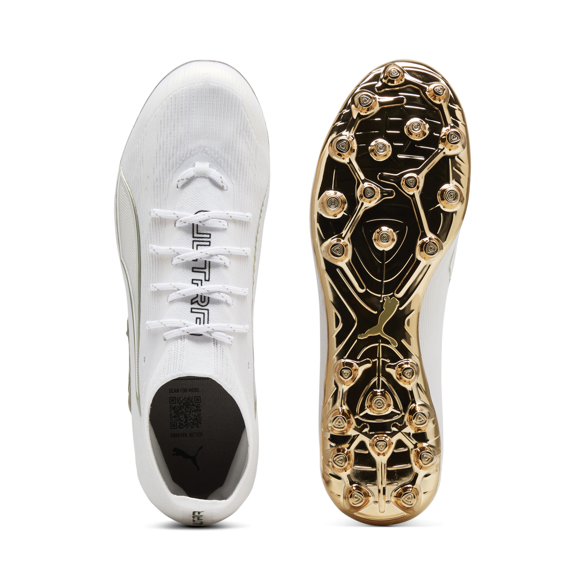 PUMA ULTRA 6 ULTIMATE MG uniseks voetbalschoenen, Zwart/Wit/Goud, Maat 39 thumbnail 4