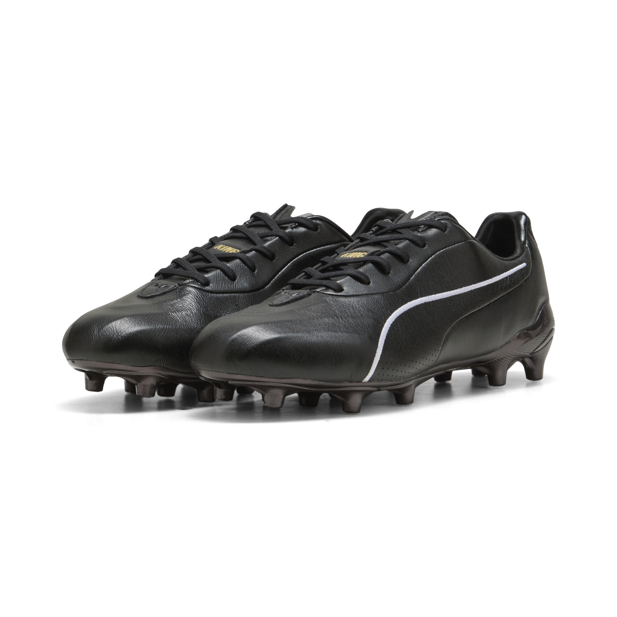 PUMA KING PLATINUM FG/AG uniseks voetbalschoenen, Zwart/Goud, Maat 44,5 thumbnail 6