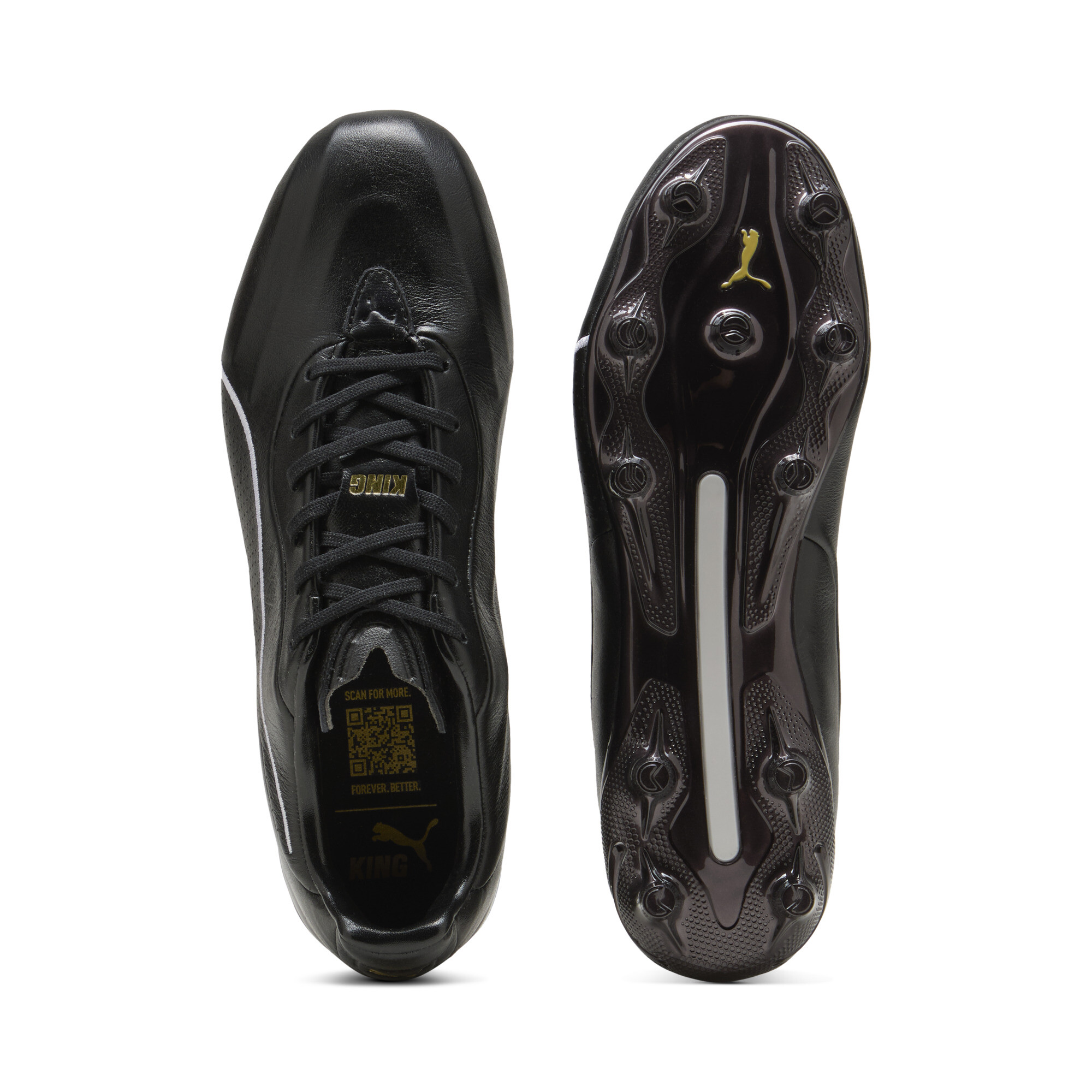 PUMA KING PLATINUM FG/AG uniseks voetbalschoenen, Zwart/Goud, Maat 44,5 thumbnail 4