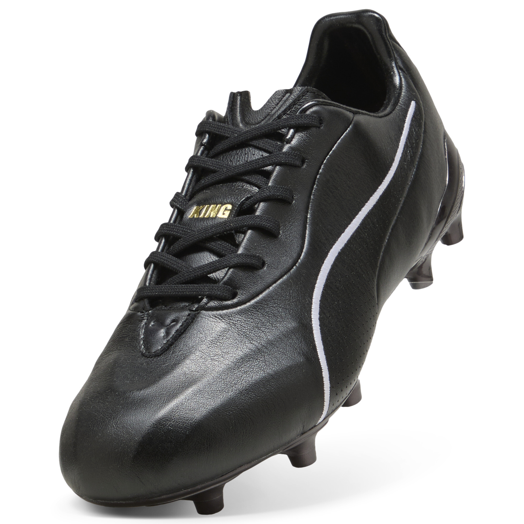 PUMA KING PLATINUM FG/AG uniseks voetbalschoenen, Zwart/Goud, Maat 44,5 thumbnail 2