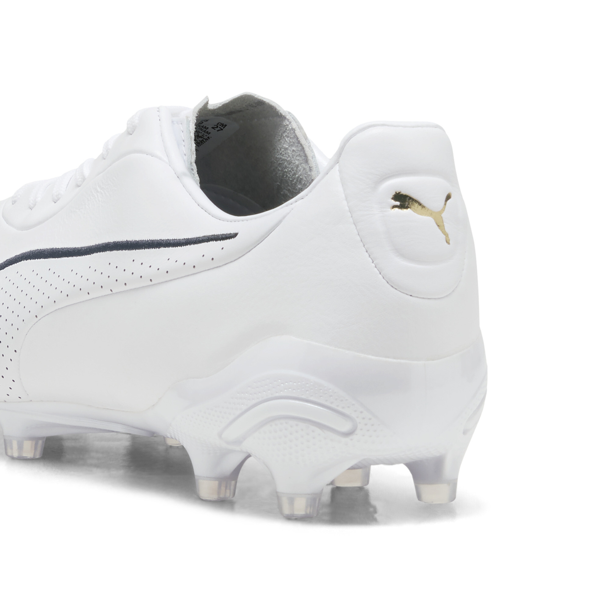 PUMA KING PLATINUM FG/AG uniseks voetbalschoenen, Zwart/Wit/Goud, Maat 38 thumbnail 5