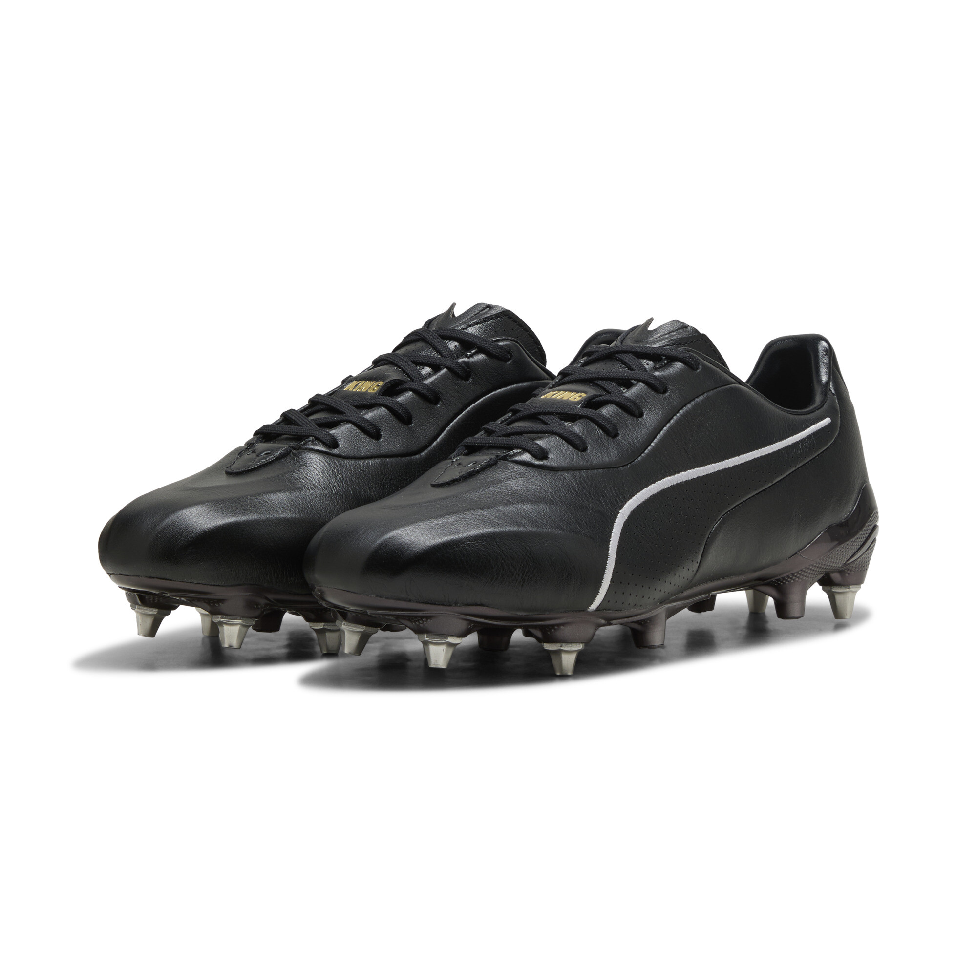 PUMA KING PLATINUM MxSG uniseks voetbalschoenen, Zwart/Goud, Maat 42 thumbnail 6