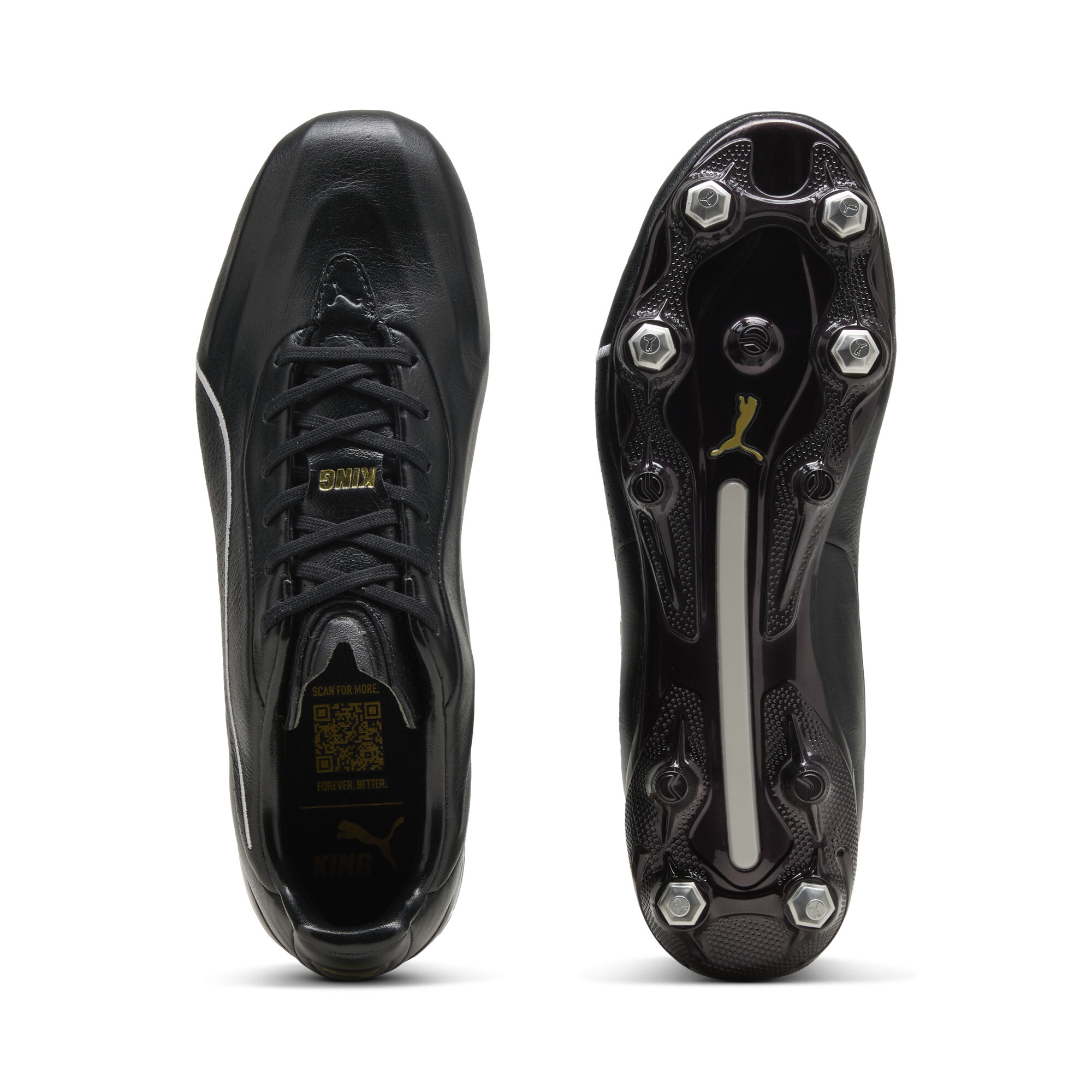 PUMA KING PLATINUM MxSG uniseks voetbalschoenen, Zwart/Goud, Maat 42 thumbnail 4