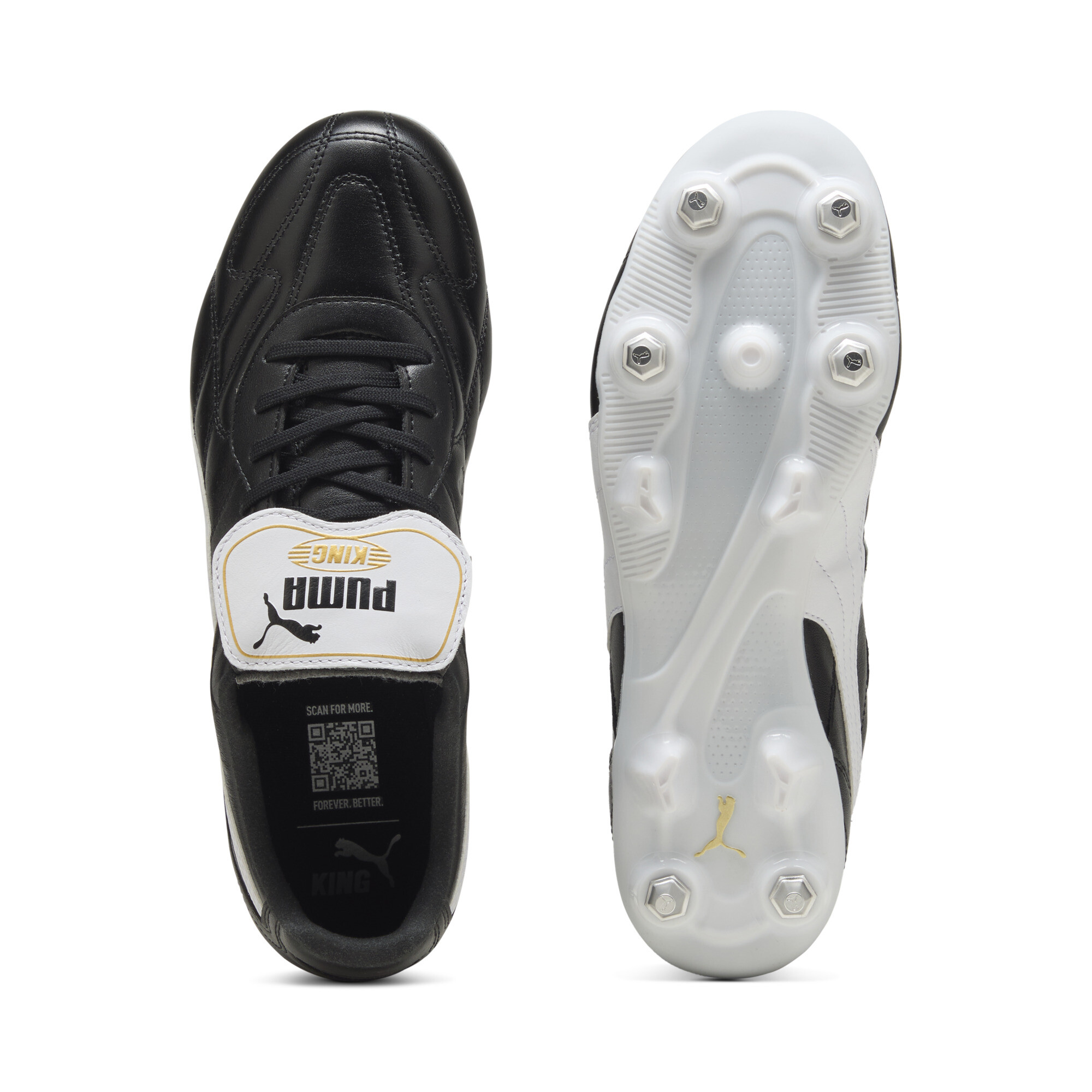 PUMA KING TOP MxSG voetbalschoenen uniseks, Zwart/Wit, Maat 46 thumbnail 4