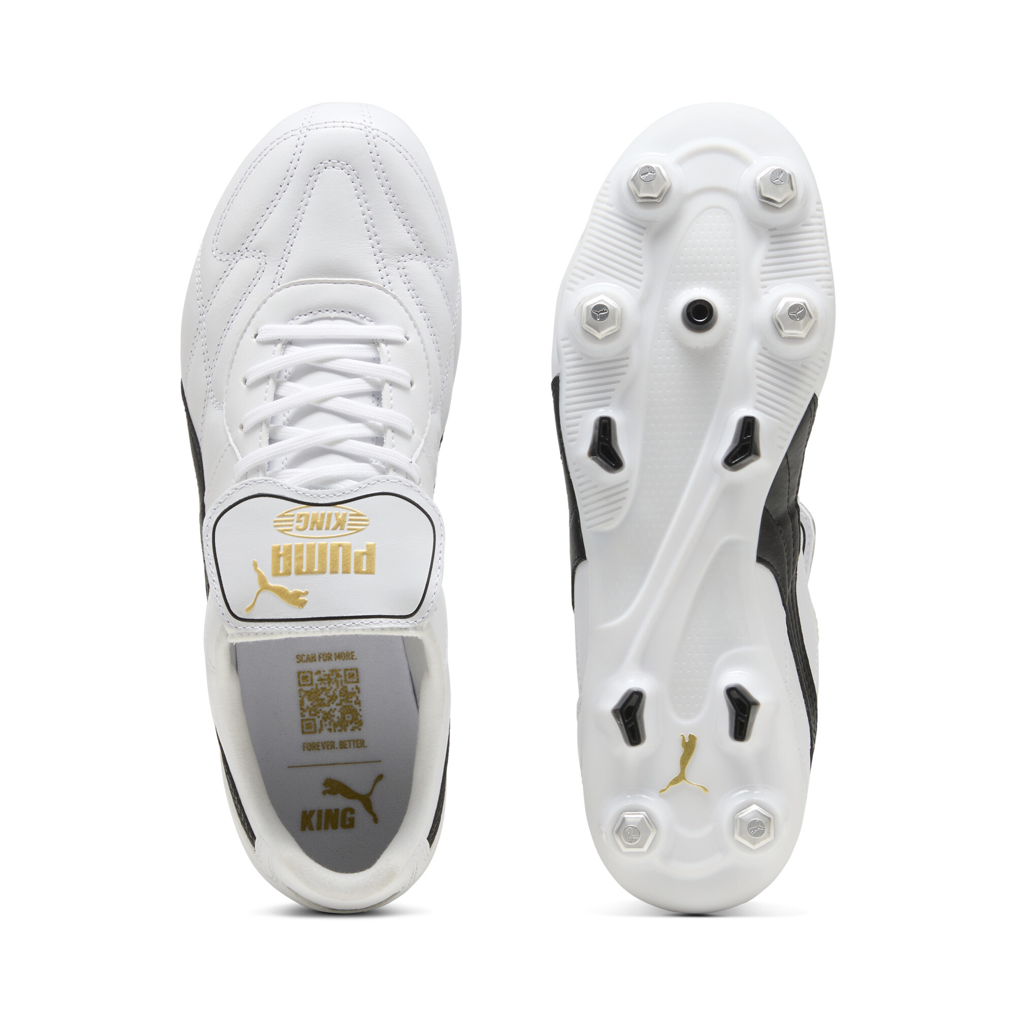 PUMA KING TOP MxSG voetbalschoenen uniseks, Zwart/Wit, Maat 43 thumbnail 4