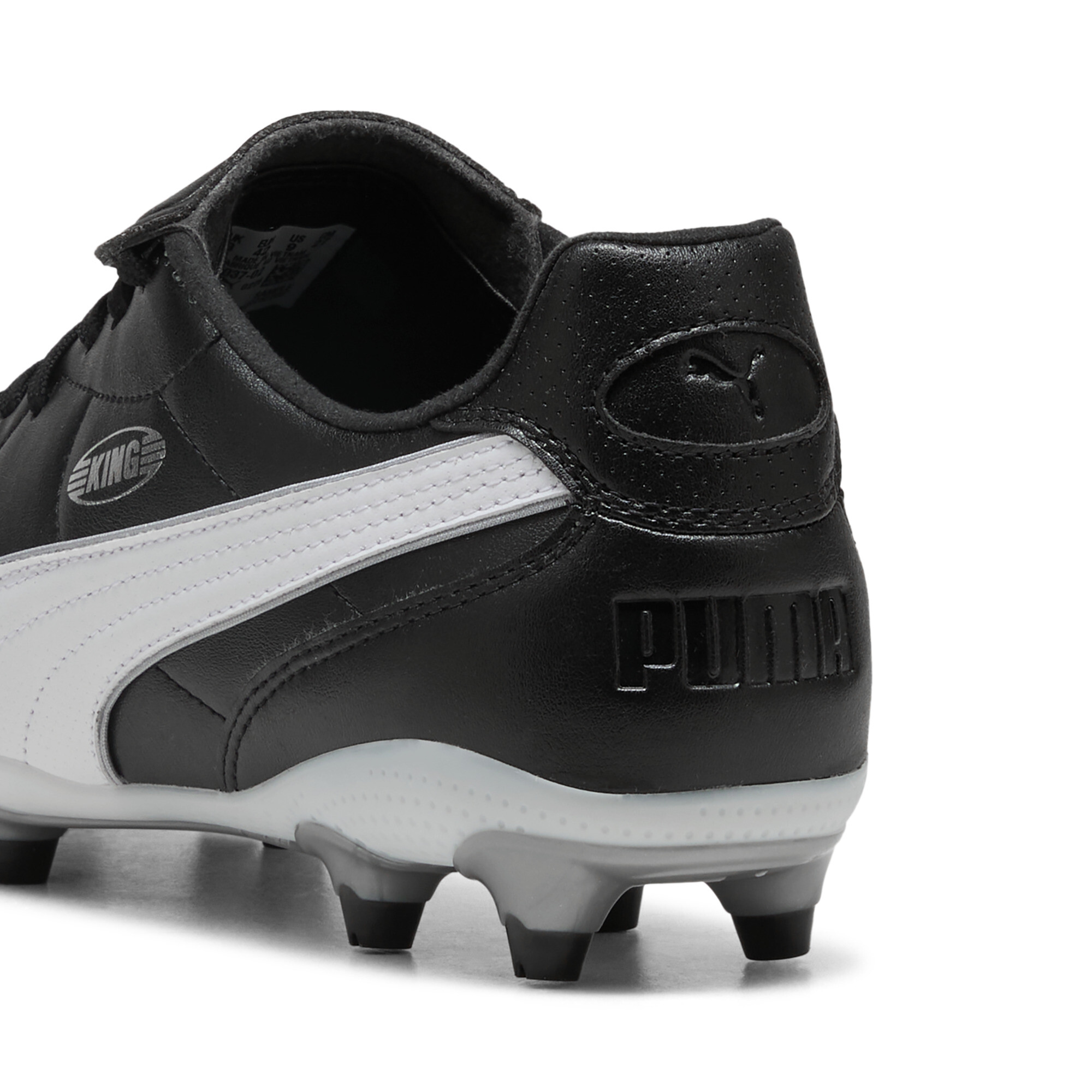 PUMA KING LIGA FG/AG uniseks voetbalschoenen, Zwart/Wit/Zilver, Maat 38 thumbnail 5
