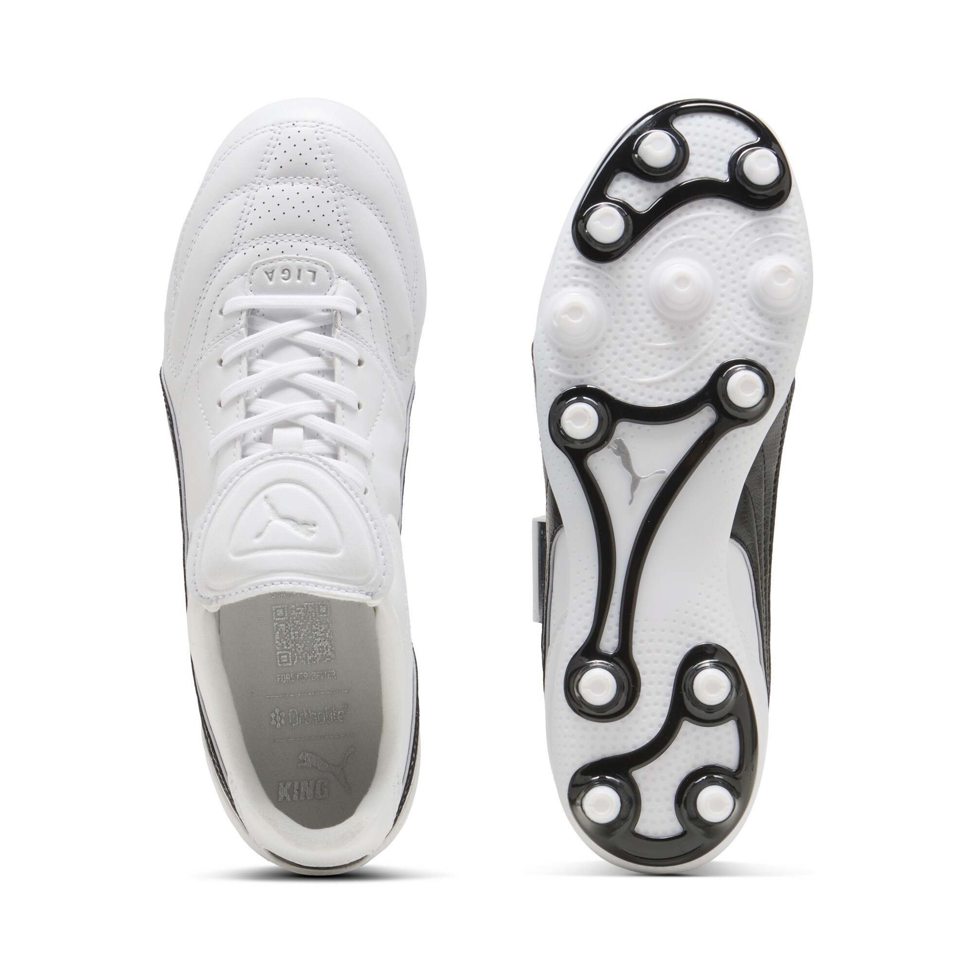 PUMA KING LIGA FG/AG uniseks voetbalschoenen, Zwart/Wit, Maat 40,5 thumbnail 4