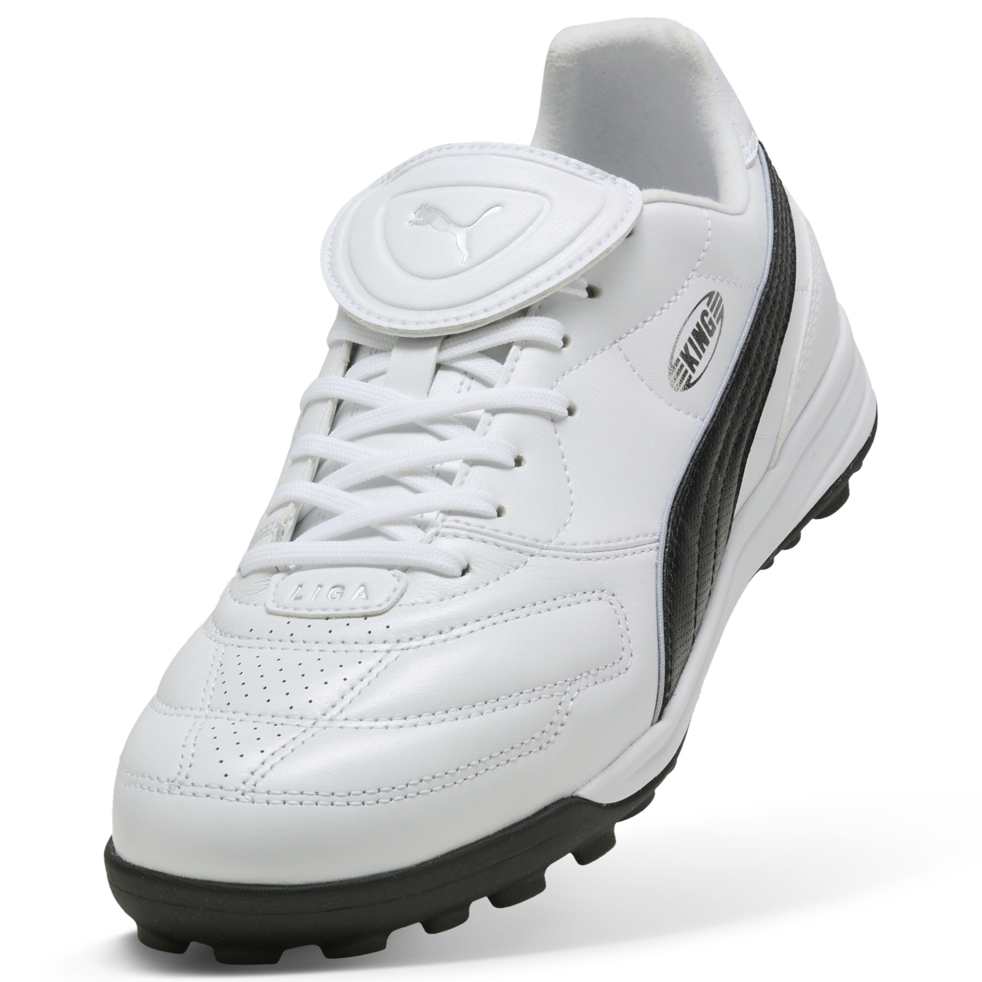 PUMA KING LIGA TT uniseks voetbalschoenen, Zwart/Wit, Maat 43 thumbnail 2