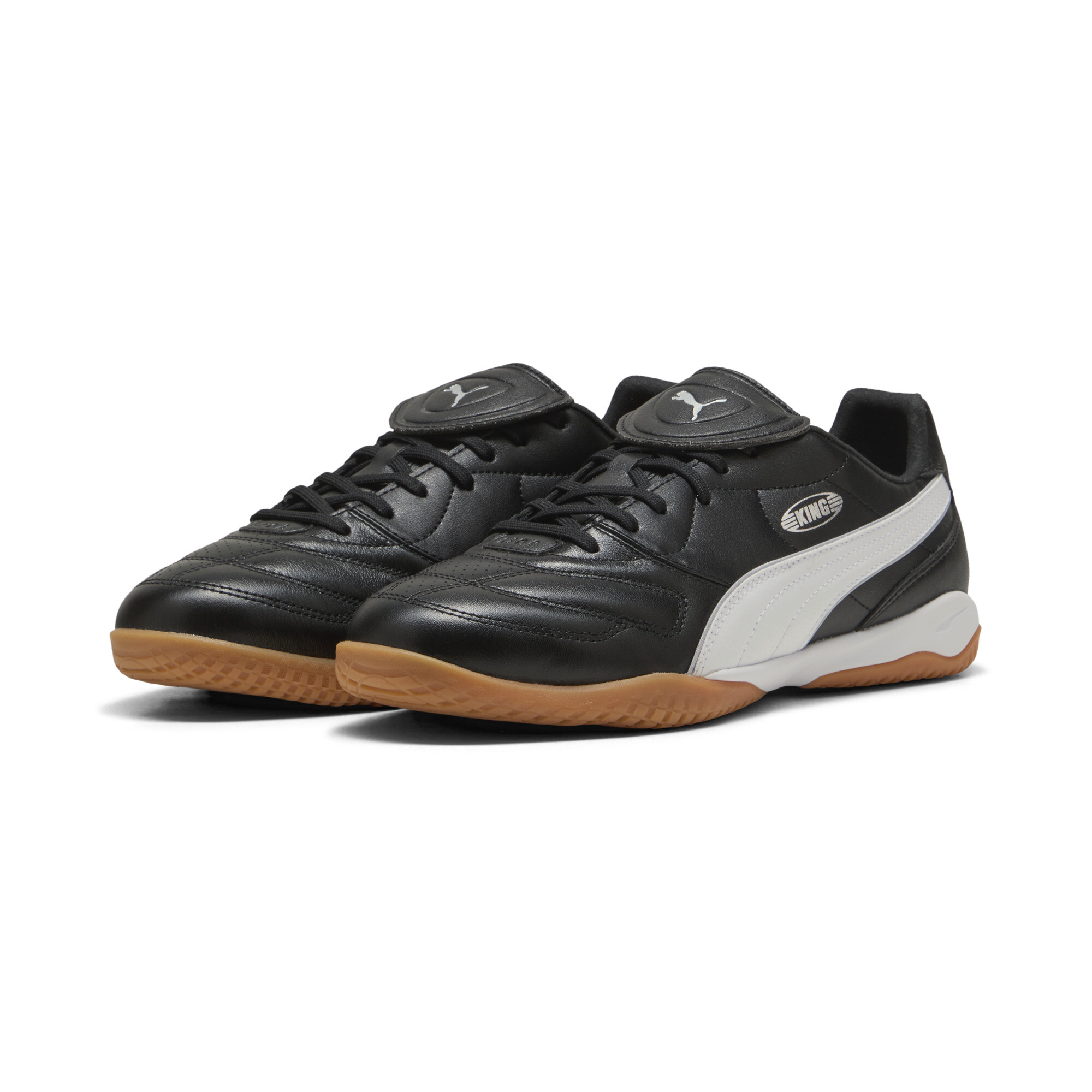 PUMA KING LIGA IT uniseks voetbalschoenen, Zwart/Wit/Zilver, Maat 42,5 thumbnail 6
