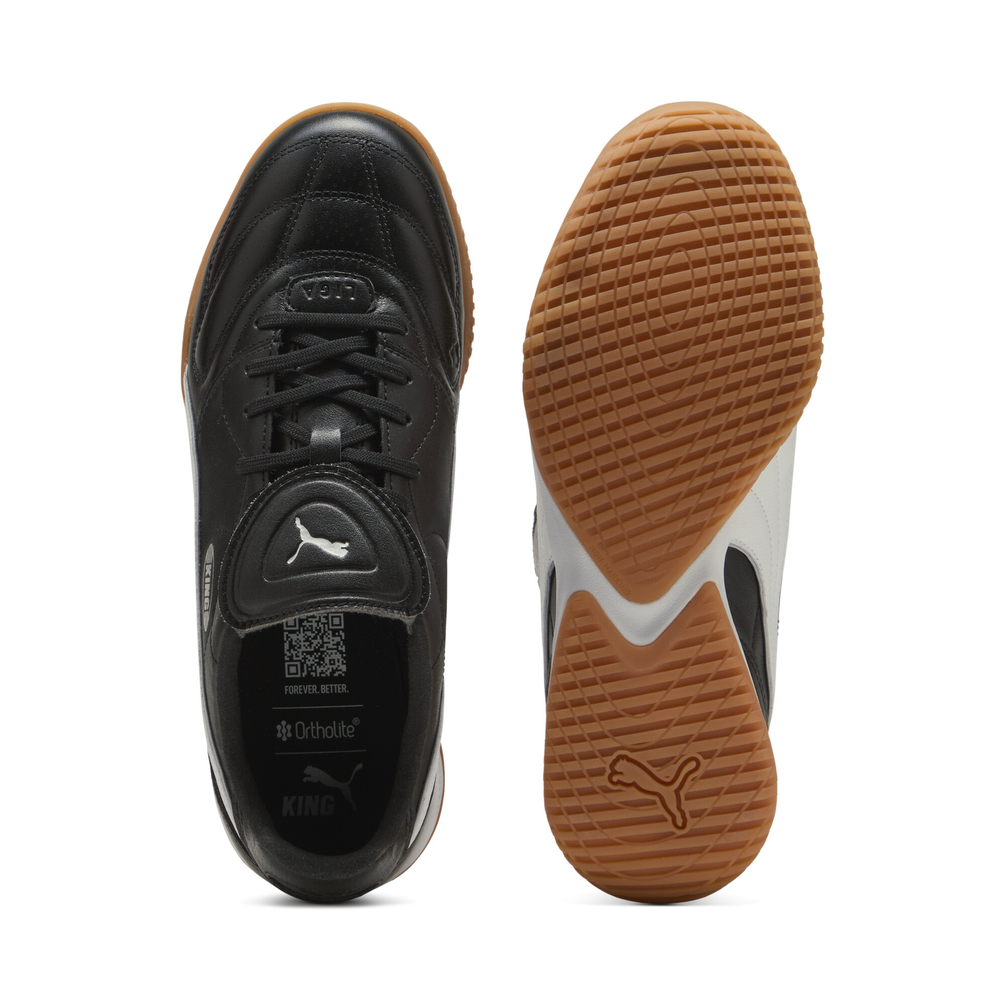 PUMA KING LIGA IT uniseks voetbalschoenen, Zwart/Wit/Zilver, Maat 42,5 thumbnail 4